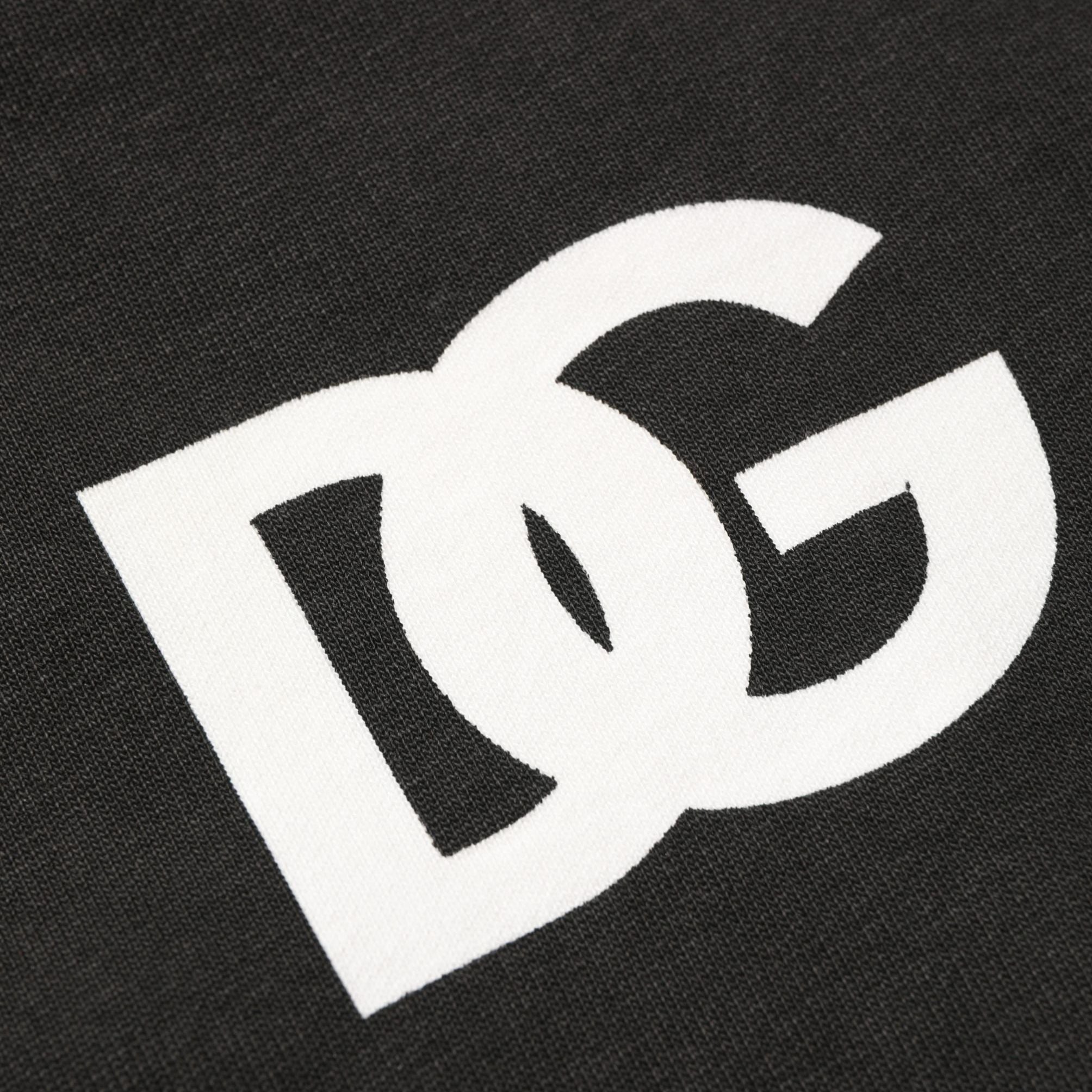 Dolce & Gabbana Black Cotton Logo Hooded Full Zip Sweater