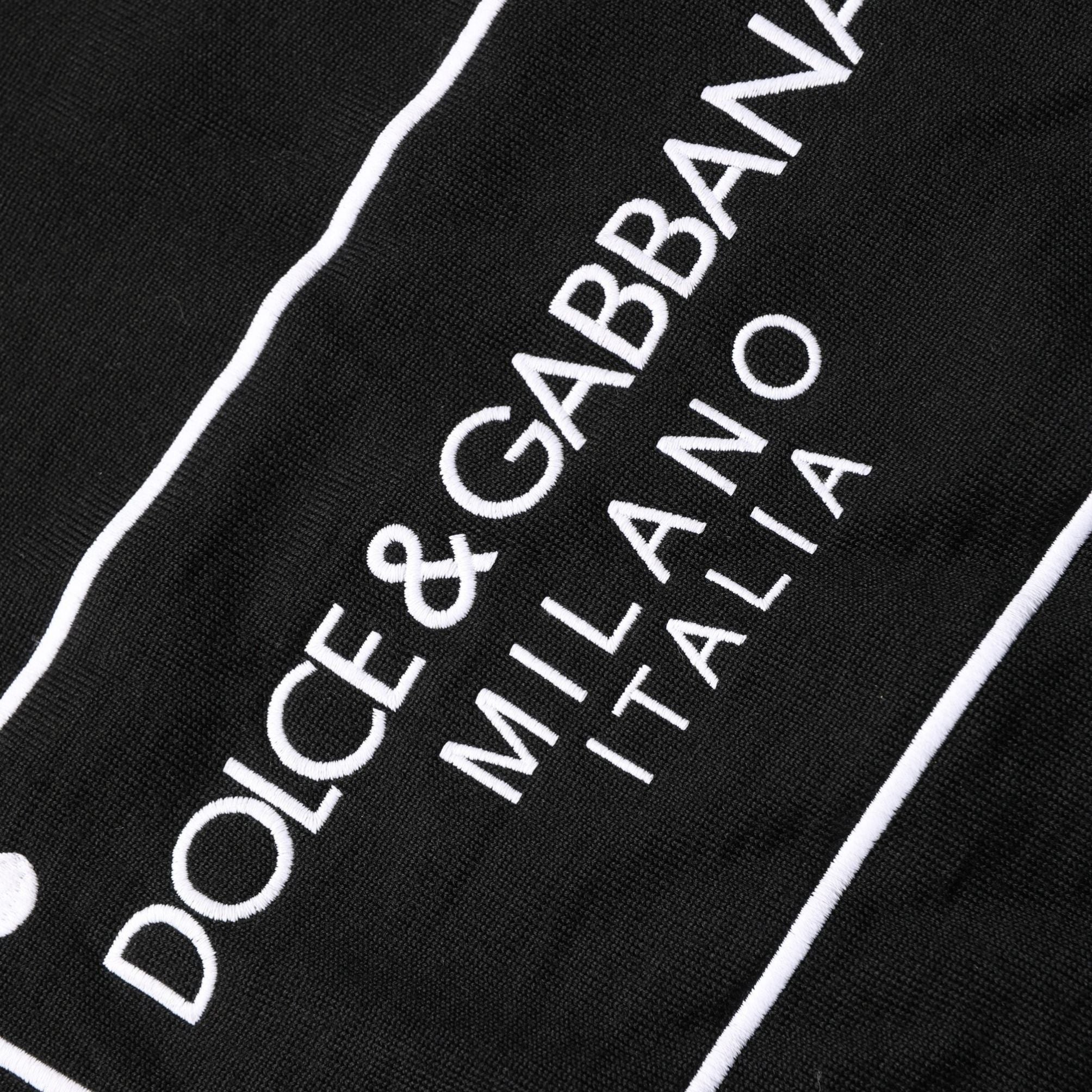 Dolce & Gabbana Black Graphic Logo Crew Neck Wool Pullover Sweater