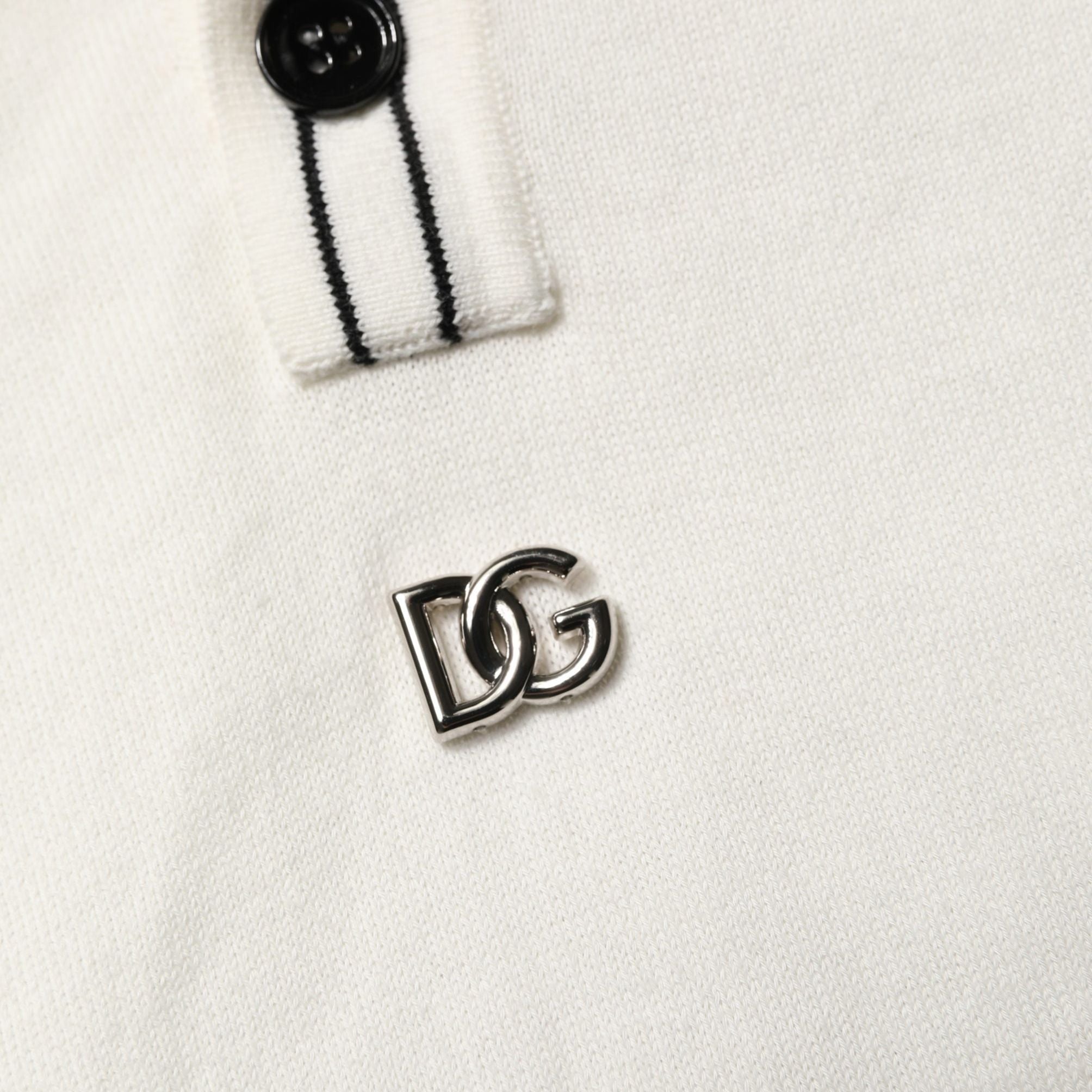 Dolce & Gabbana White Cotton Blend Men Polo Pullover Sweater