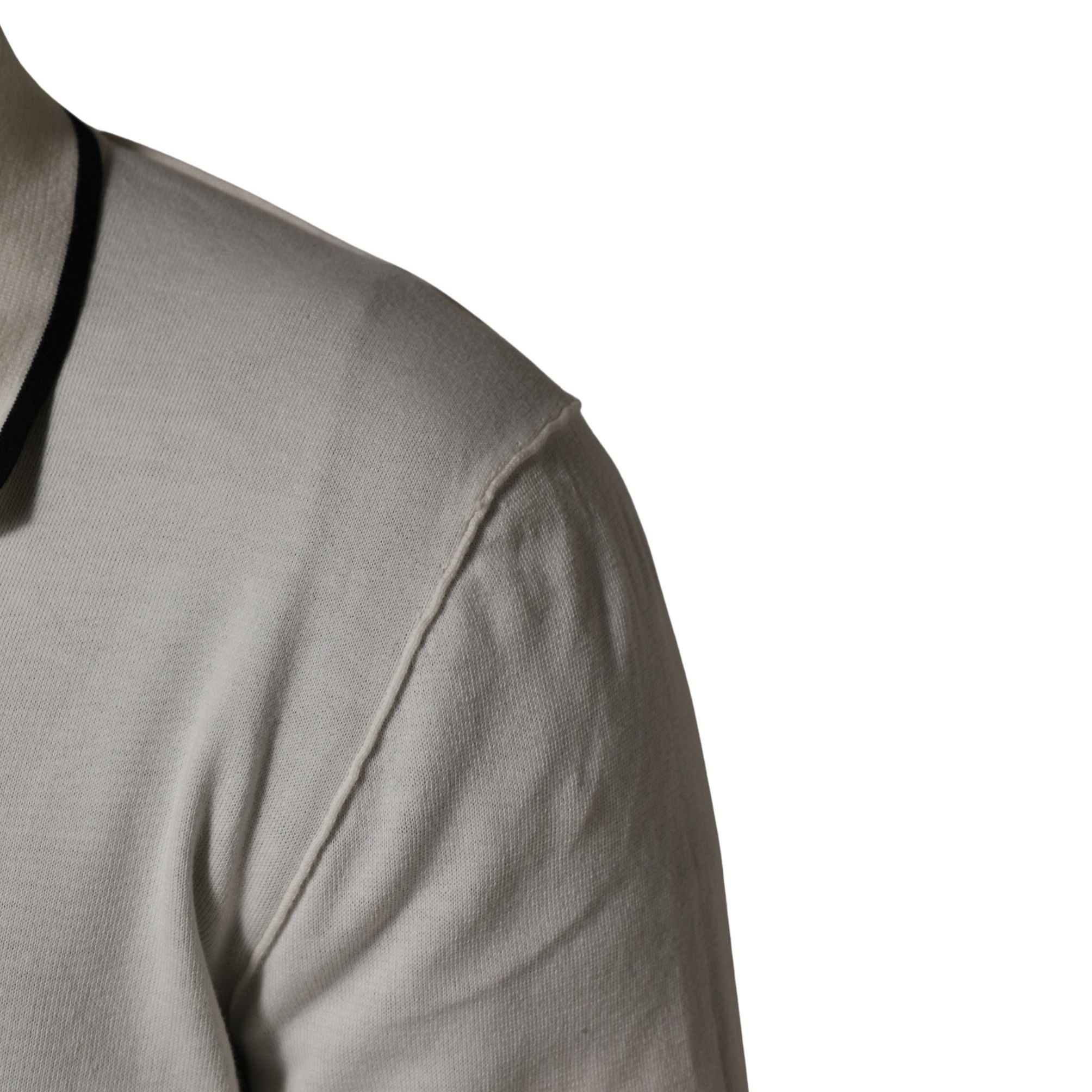 Dolce & Gabbana White Cotton Blend Men Polo Pullover Sweater