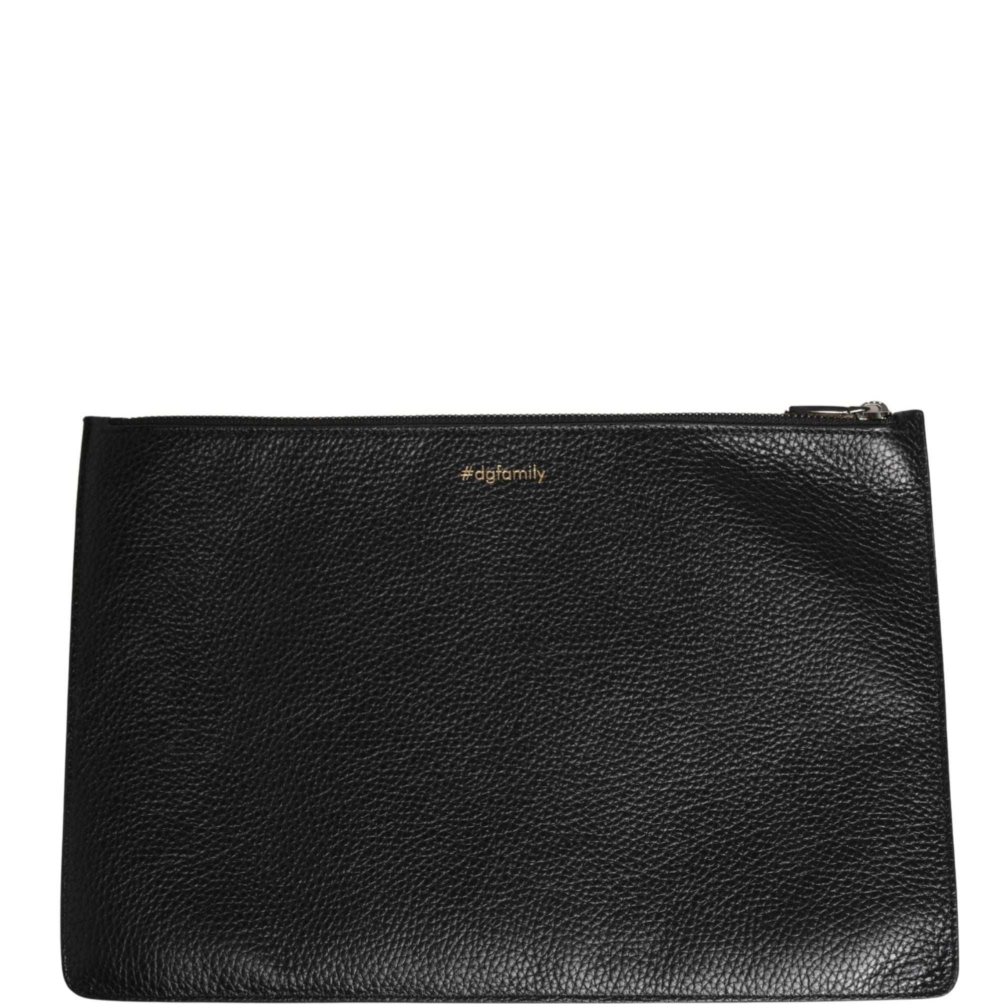 Dolce & Gabbana Black #DGFamily Embellished Leather Clutch Borse Bag