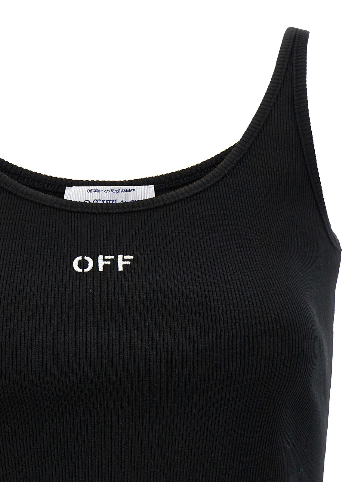 Off-White Black Cotton Sleeveles T-Shirt