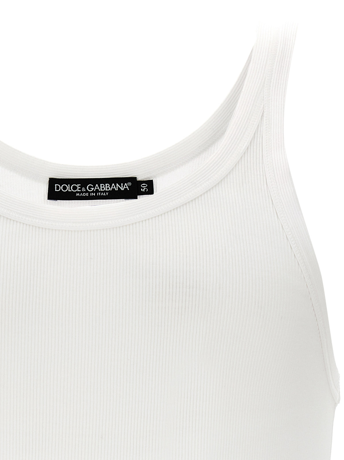 Dolce & Gabbana White Cotton Tank Tops