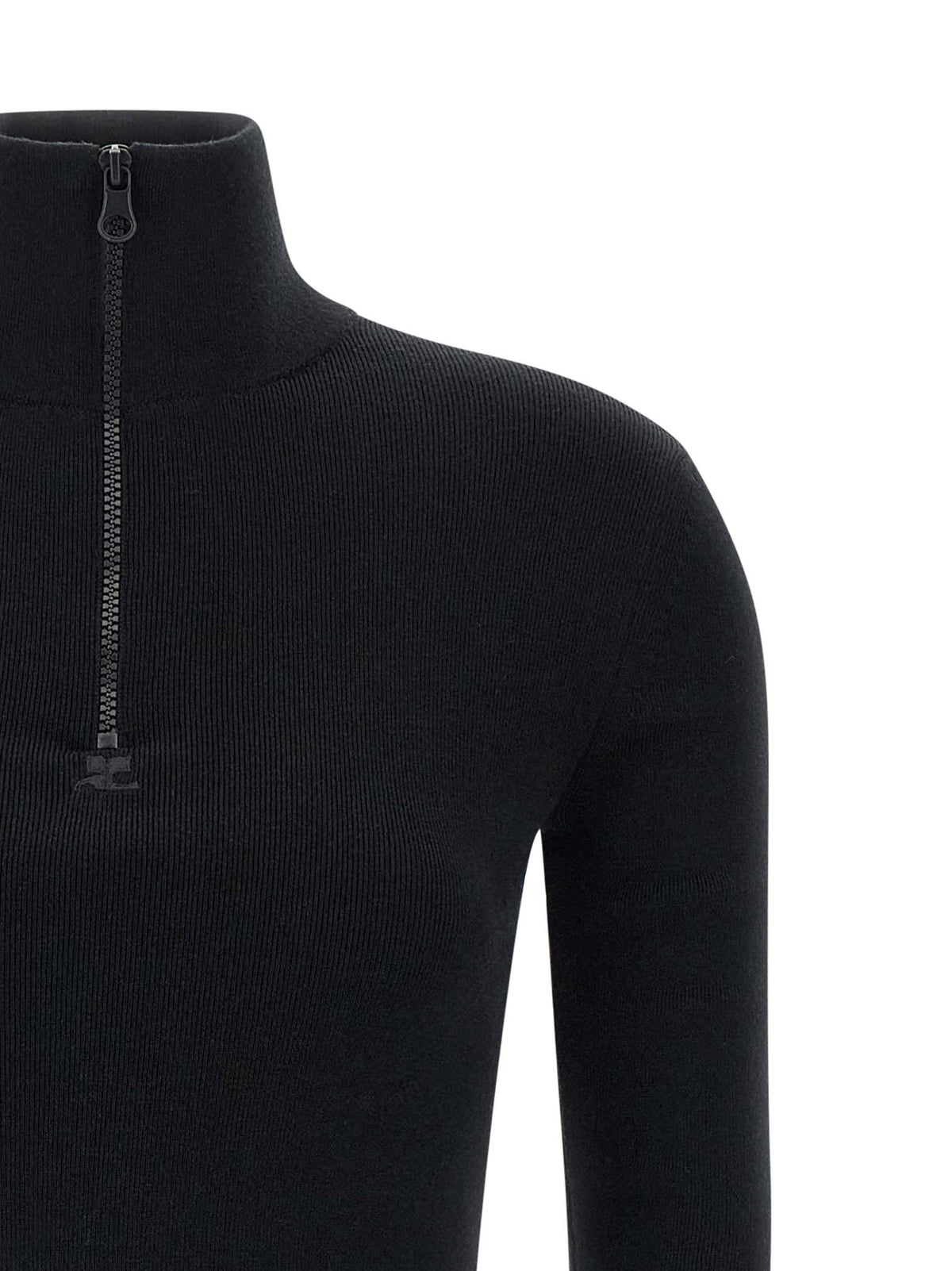 Courrèges Black Merino Wool Short Dress