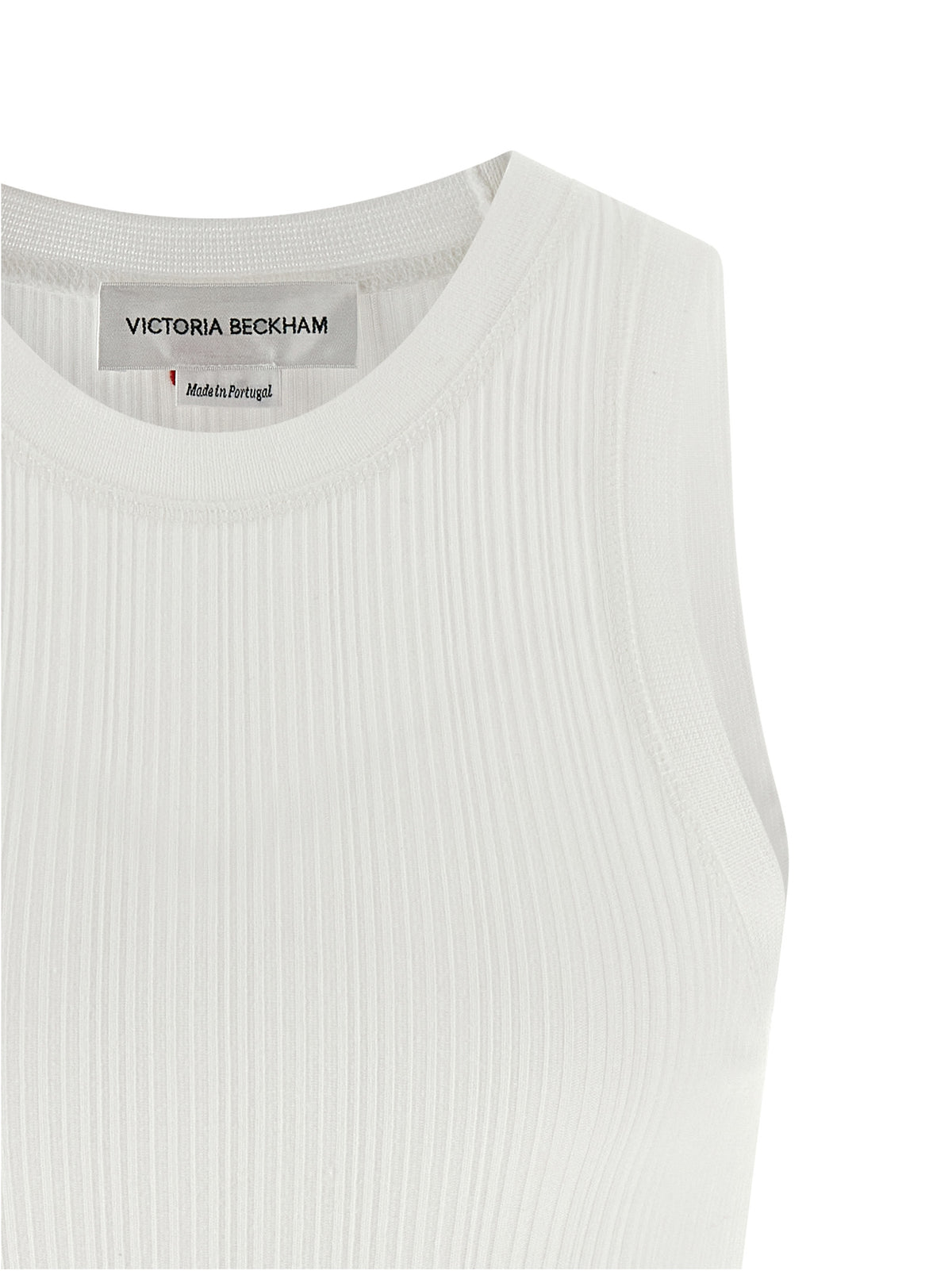 Victoria Beckham White Cotton Sleeveles T-Shirt