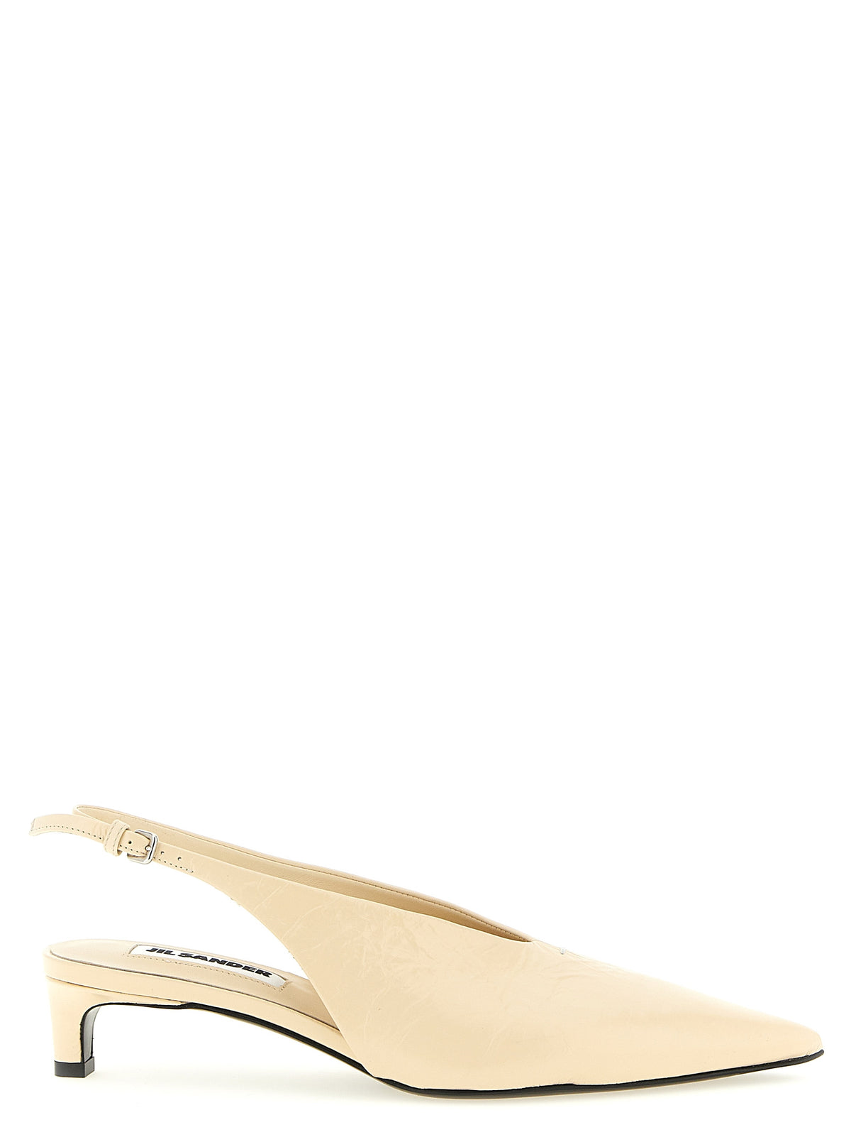 Jil Sander Beige Calfskin Mid Heel Pumps