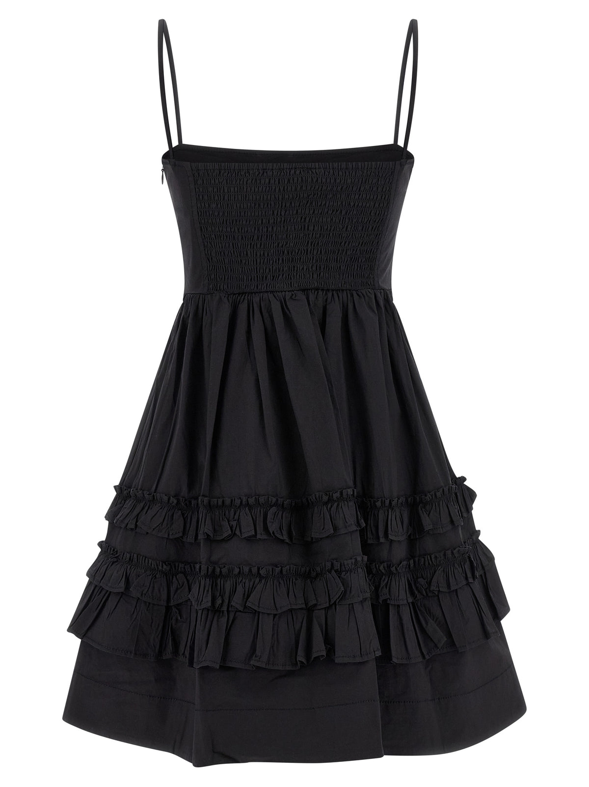 Ganni Black Cotton Short Dress
