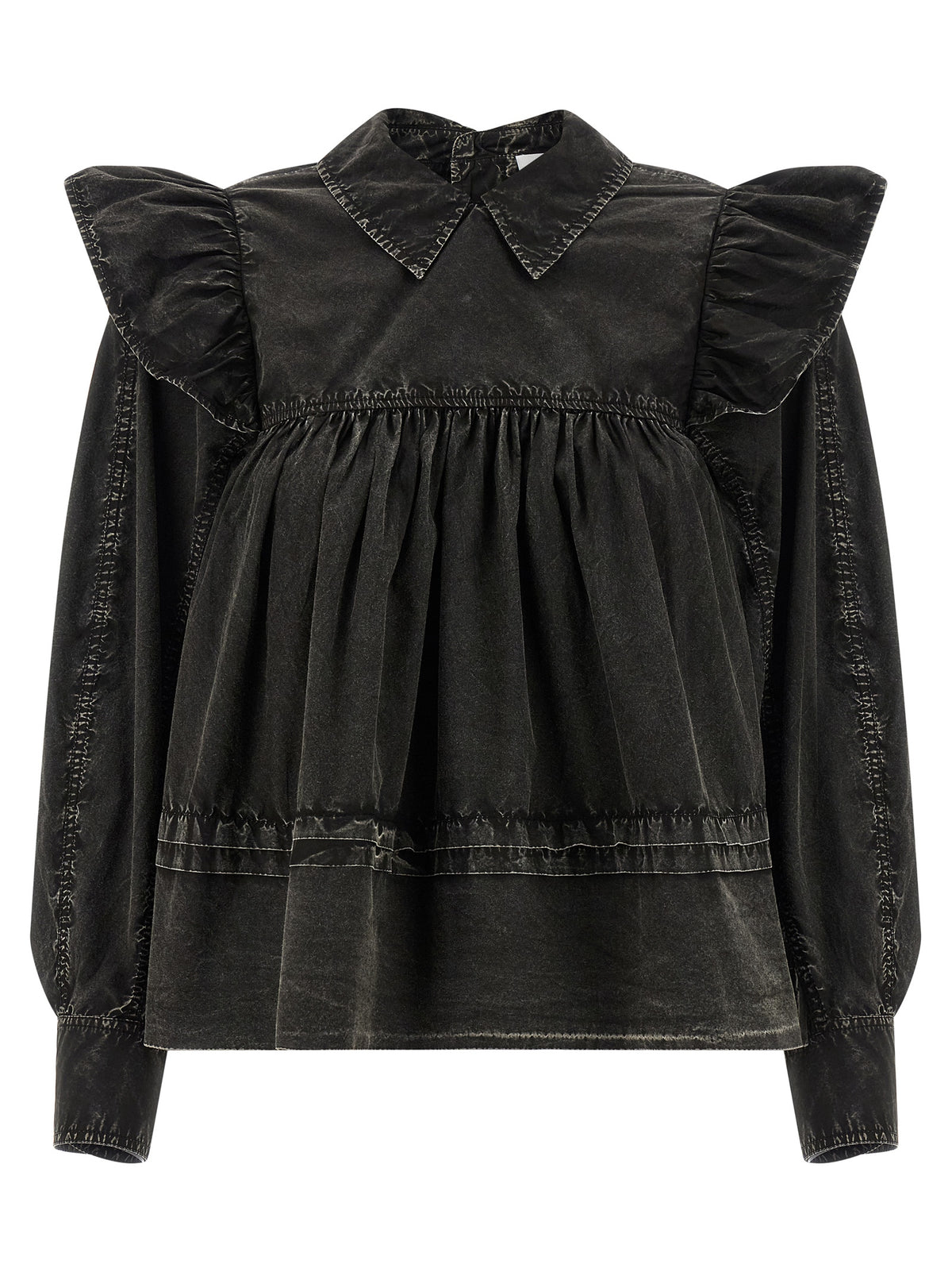 Ganni Black Organic Cotton Blouse