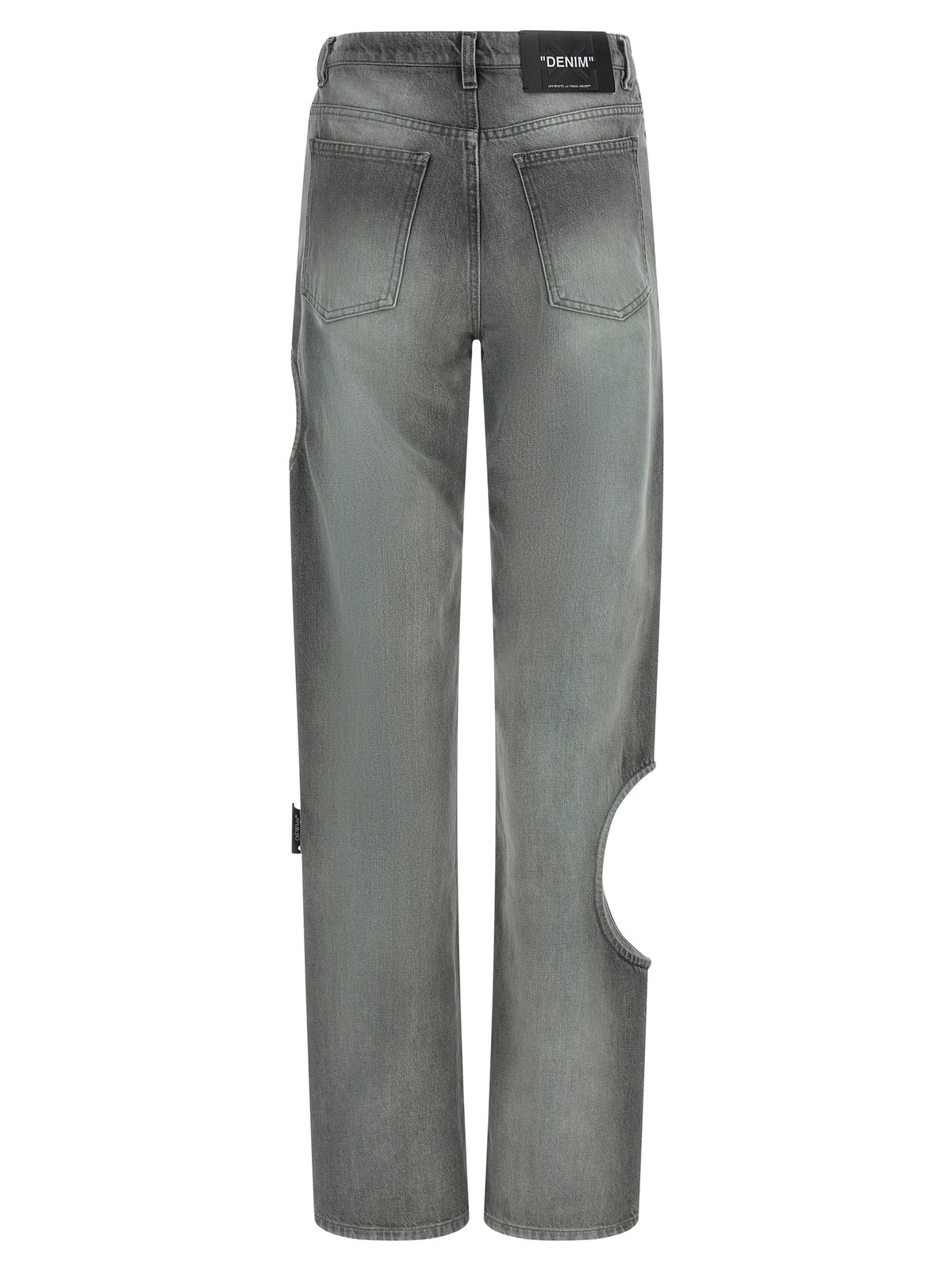 Off-White Gray Cotton Straight-Leg Jeans