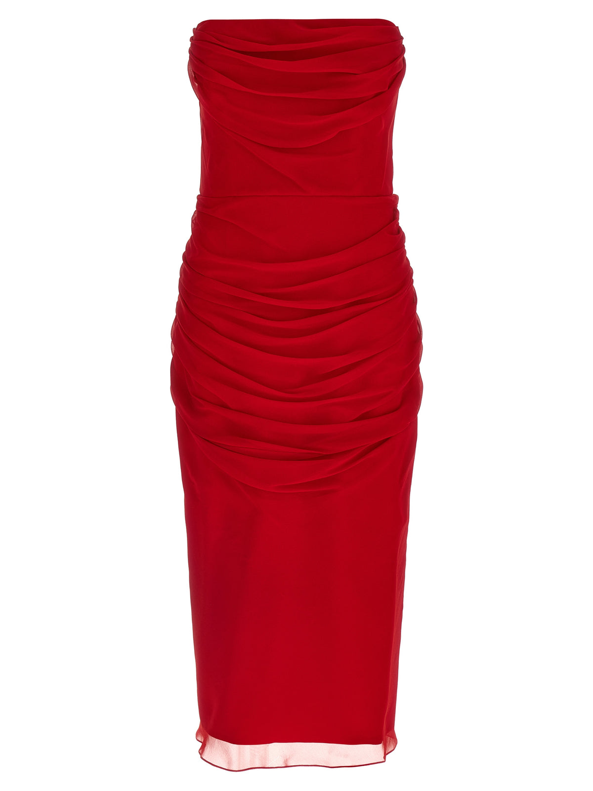 Carolina Herrera Red Silk Midi Dress