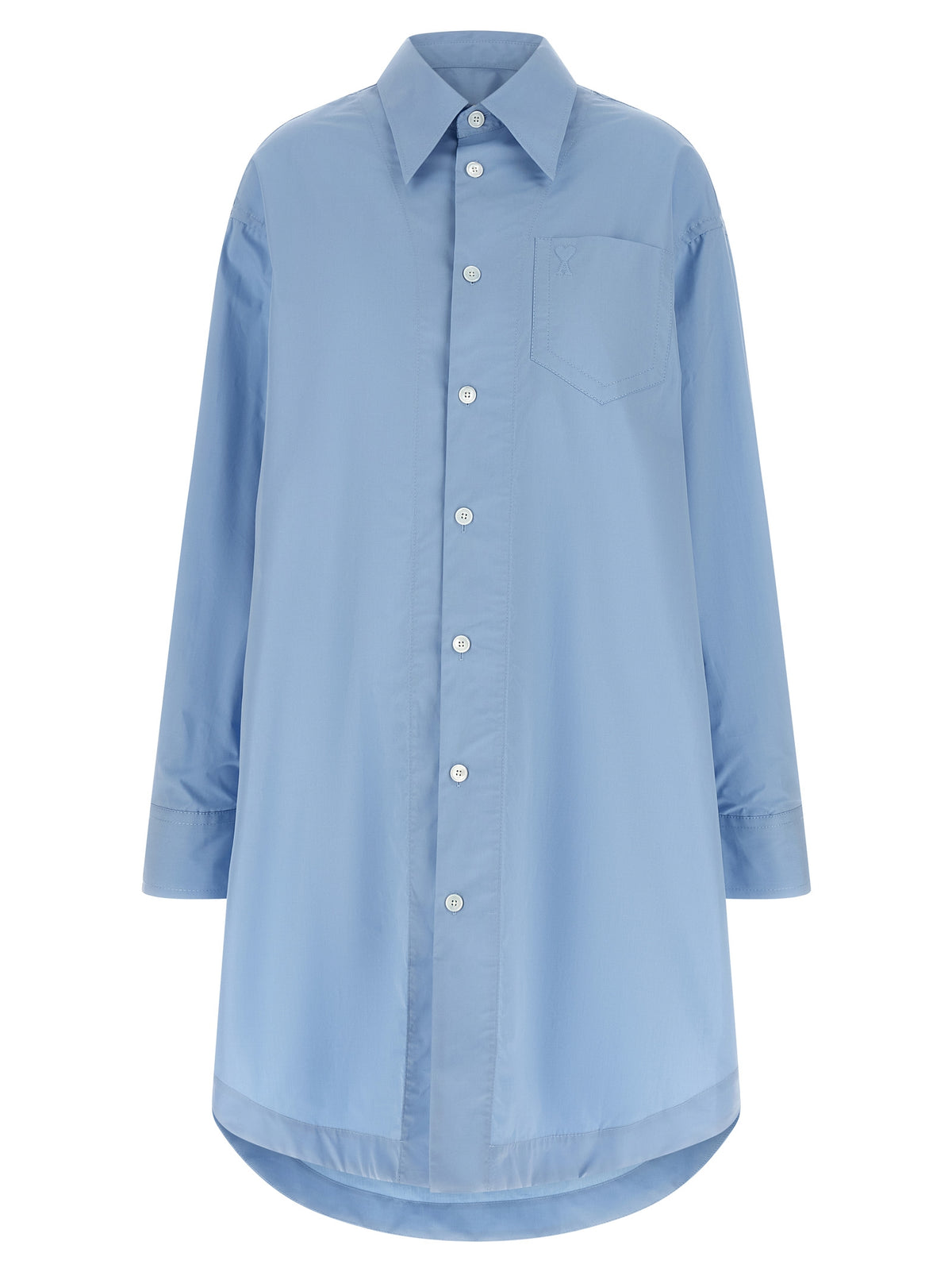 Ami Paris Blue Cotton Midi Dress