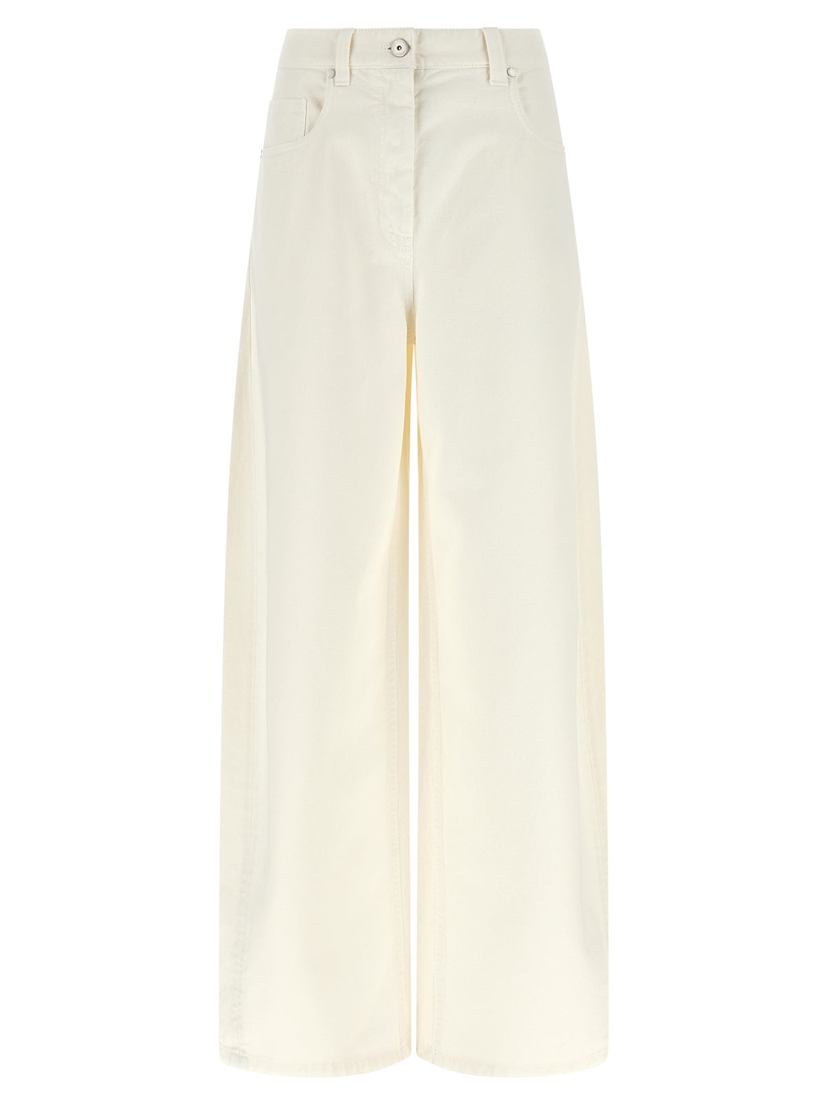 Brunello Cucinelli White Cotton Relaxed Fit Jeans