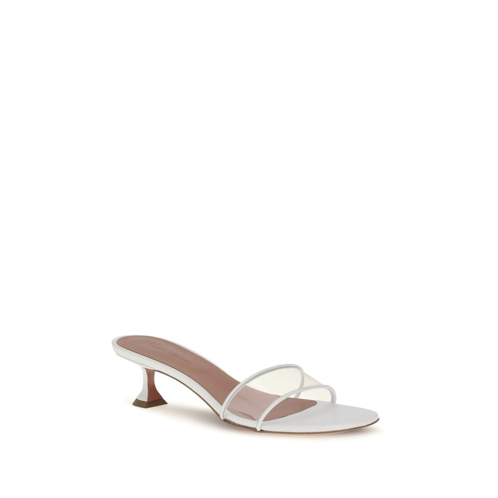 Amina Muaddi White Calf Leather Bos Taurus Sandals