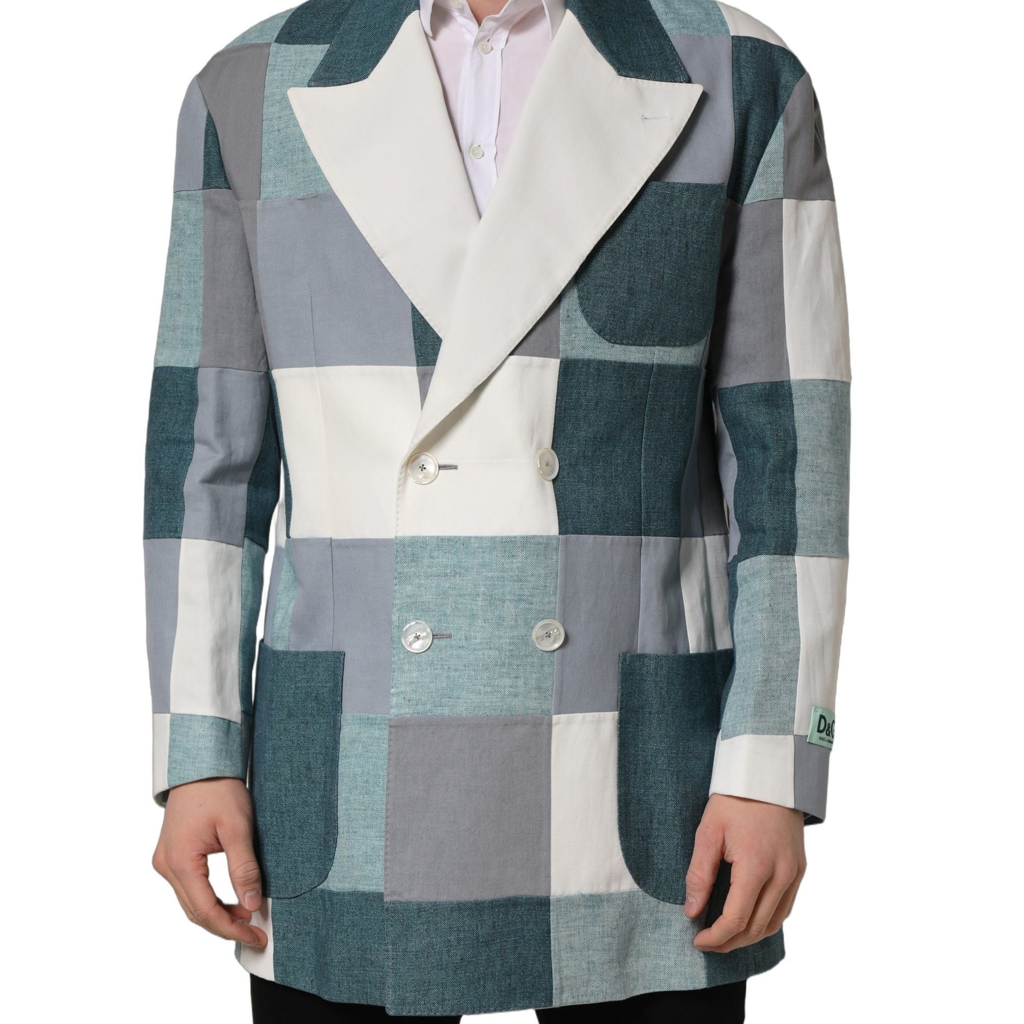 Dolce & Gabbana Multicolor Patchwork Linen Double Breasted Jacket