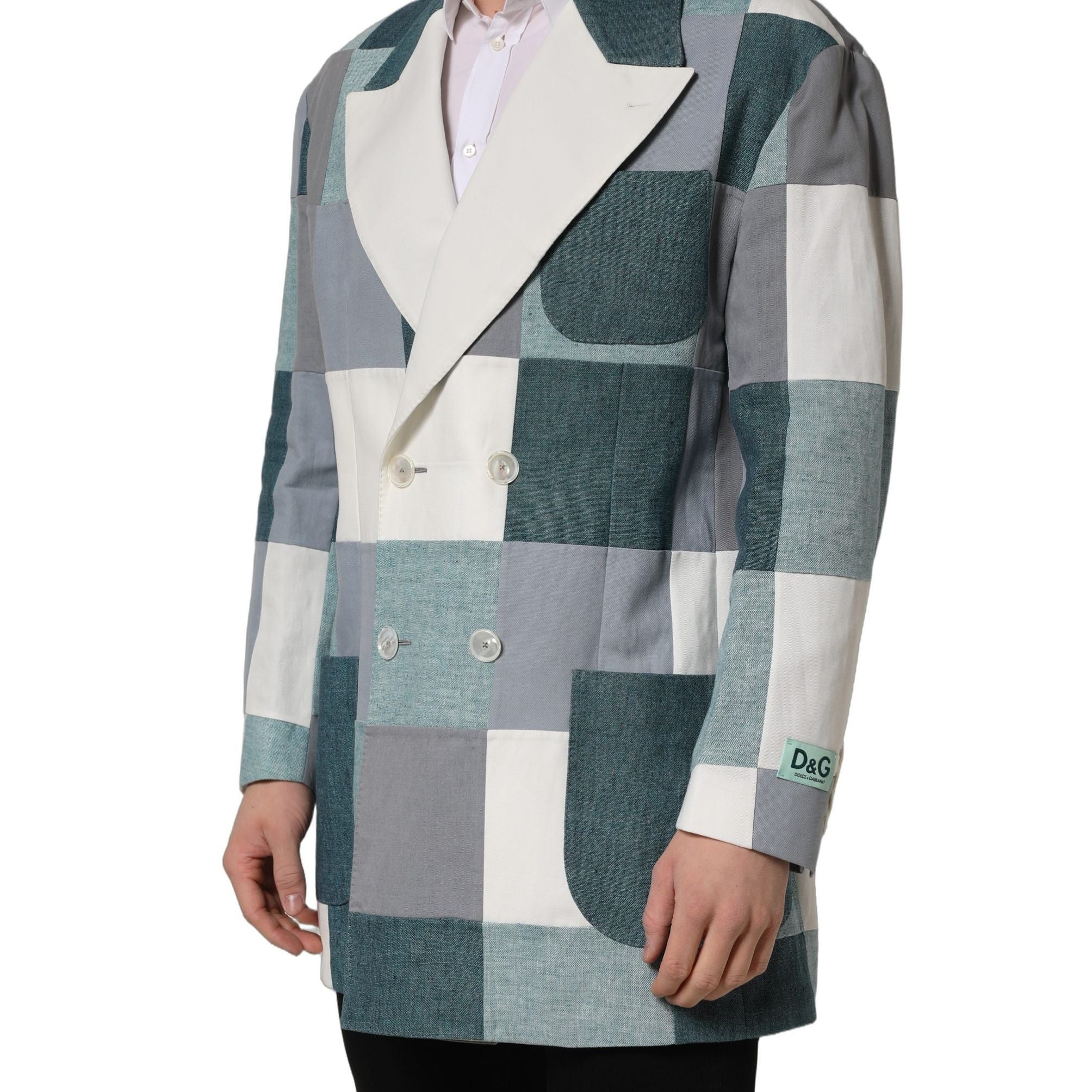 Dolce & Gabbana Multicolor Patchwork Linen Double Breasted Jacket