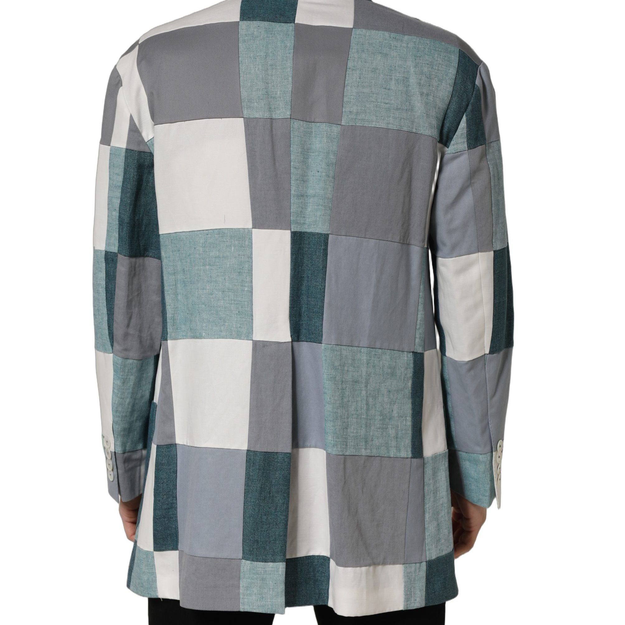 Dolce & Gabbana Multicolor Patchwork Linen Double Breasted Jacket