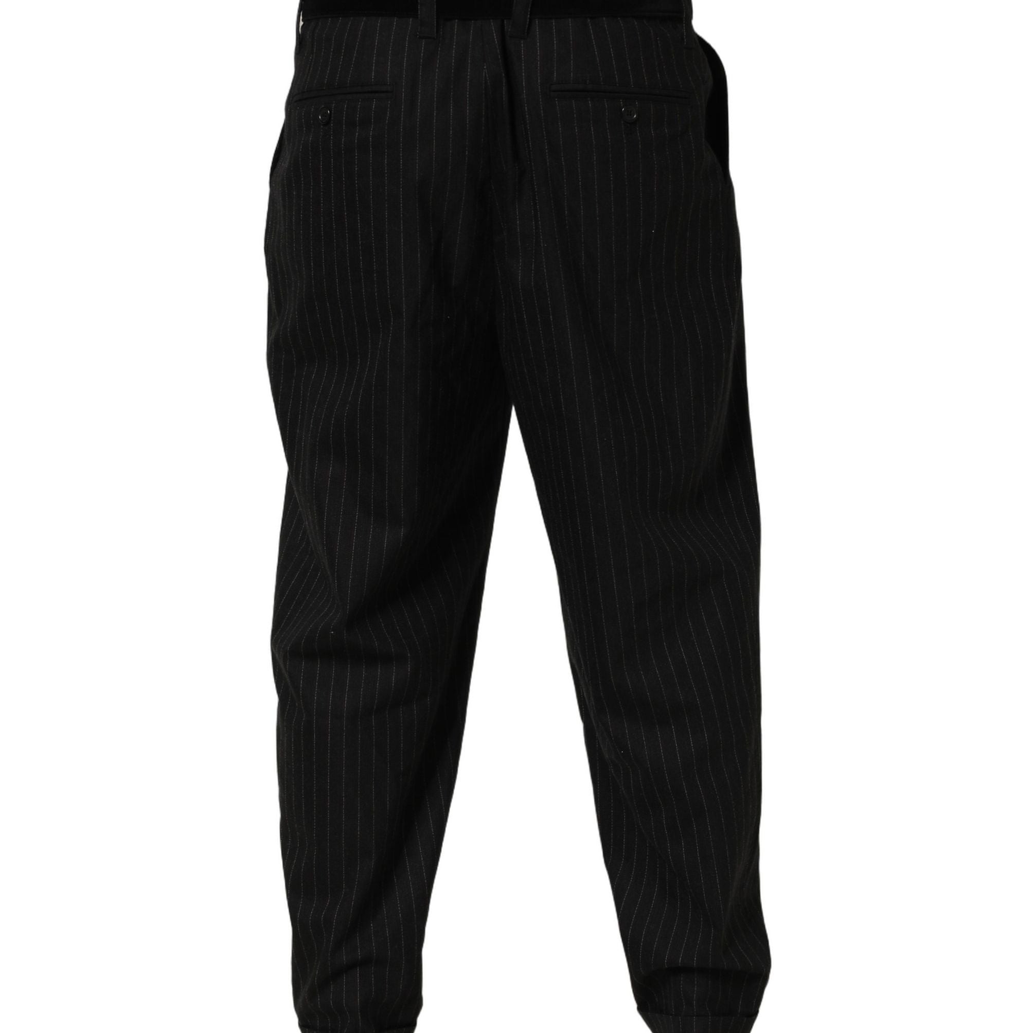Dolce & Gabbana Black Pinstripe Wool Men Dress Trouser Pants