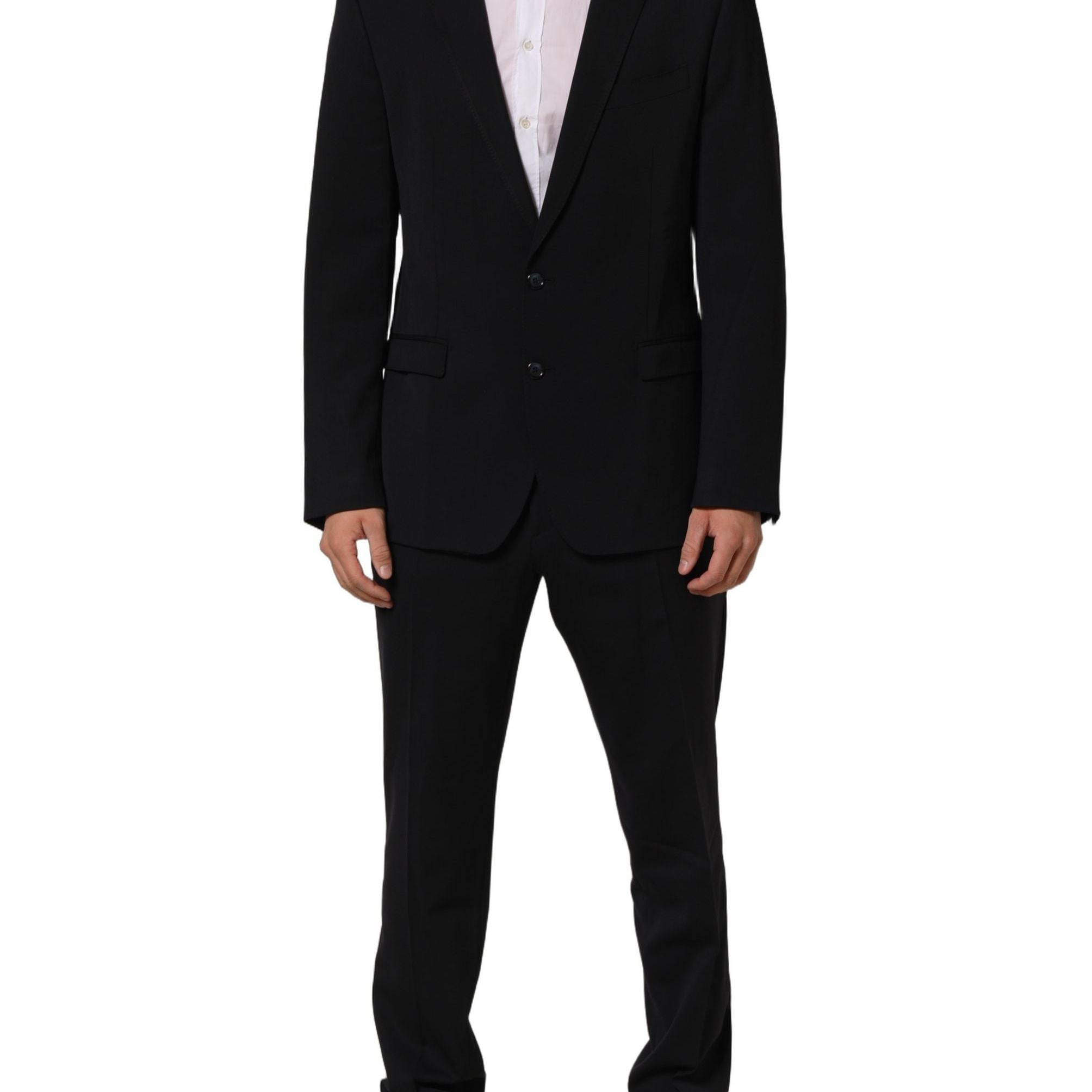 Dolce & Gabbana Black Wool Slim Fit Formal Men 2 Piece Suit