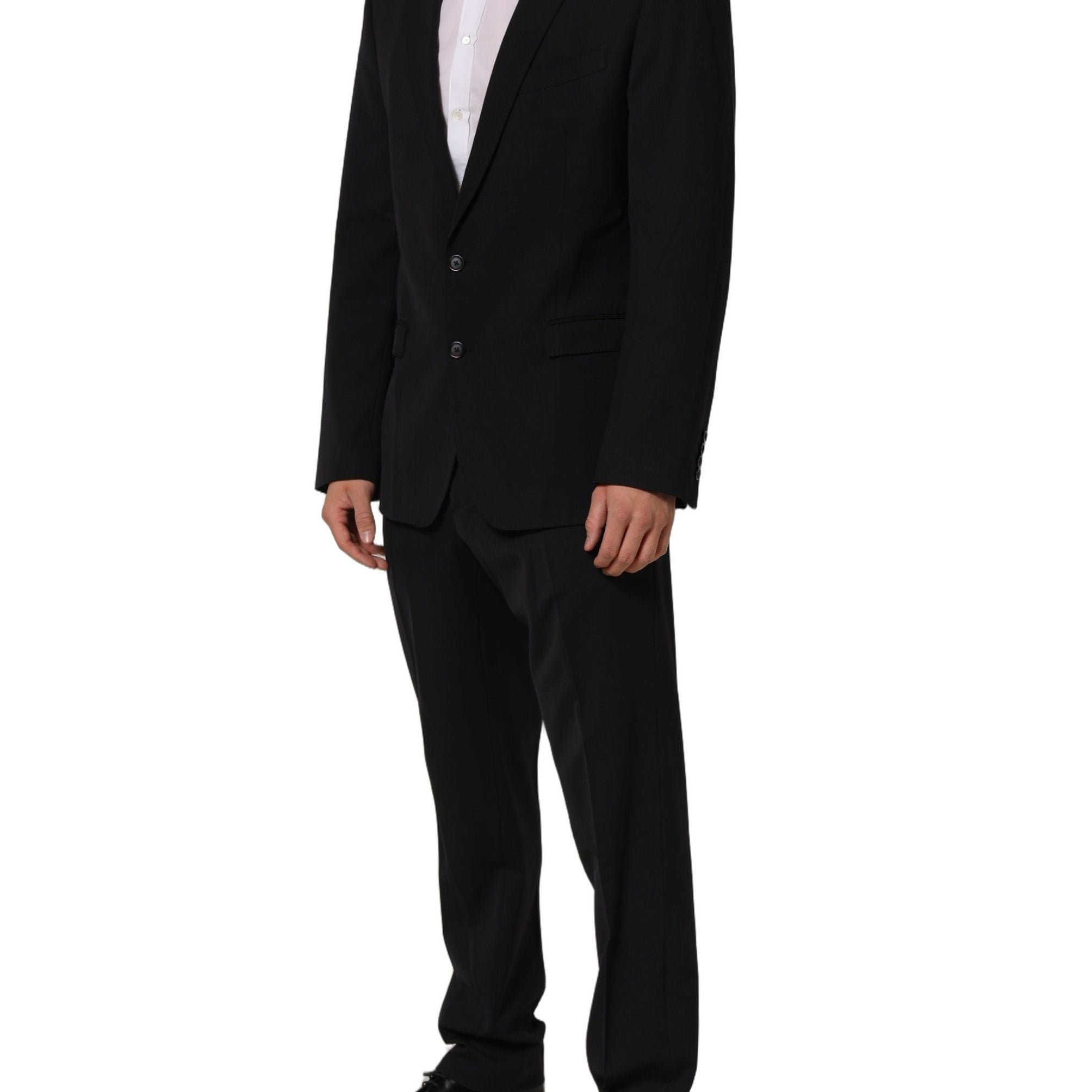 Dolce & Gabbana Black Wool Slim Fit Formal Men 2 Piece Suit