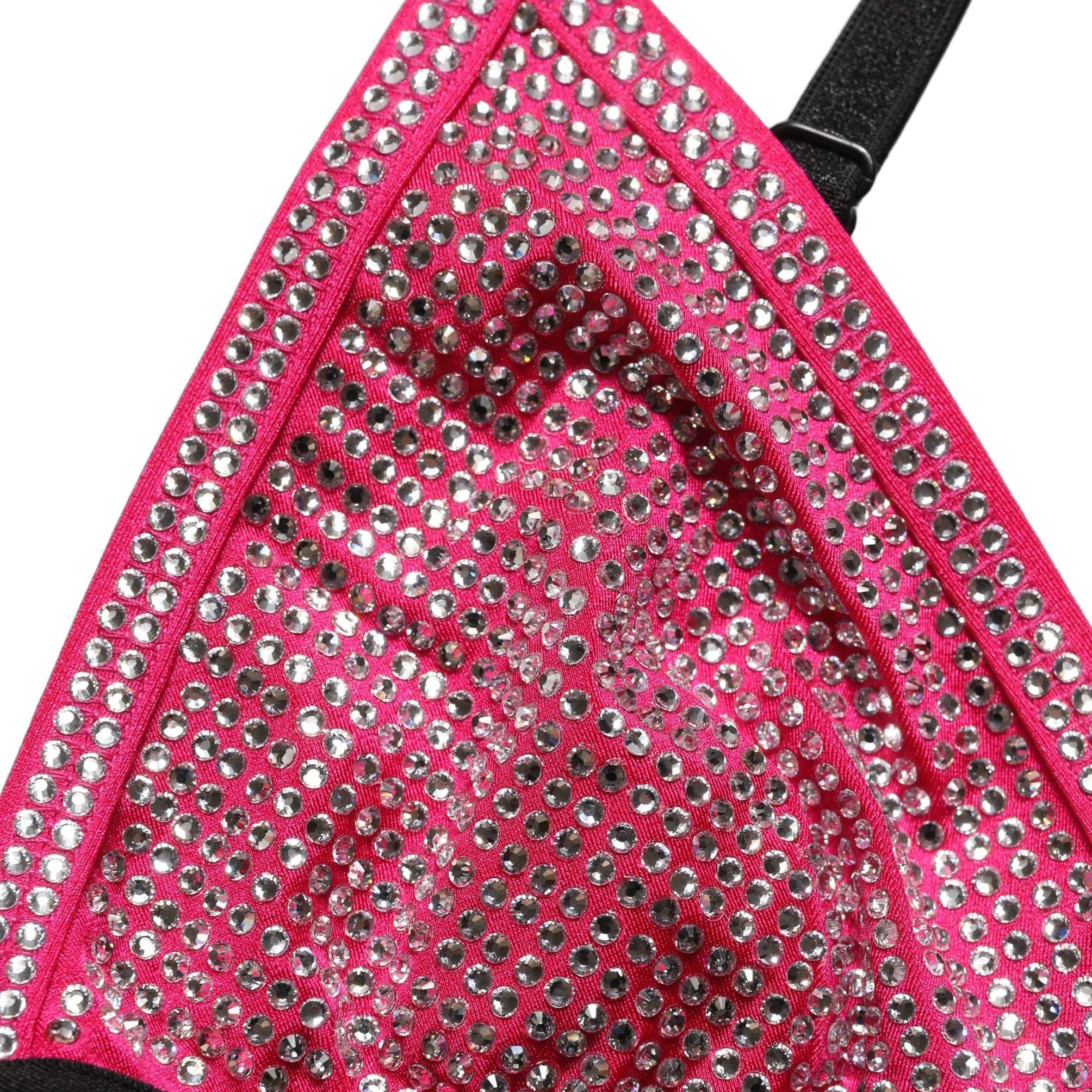 Dolce & Gabbana Pink Crystal Embellished Bralette Crop Top