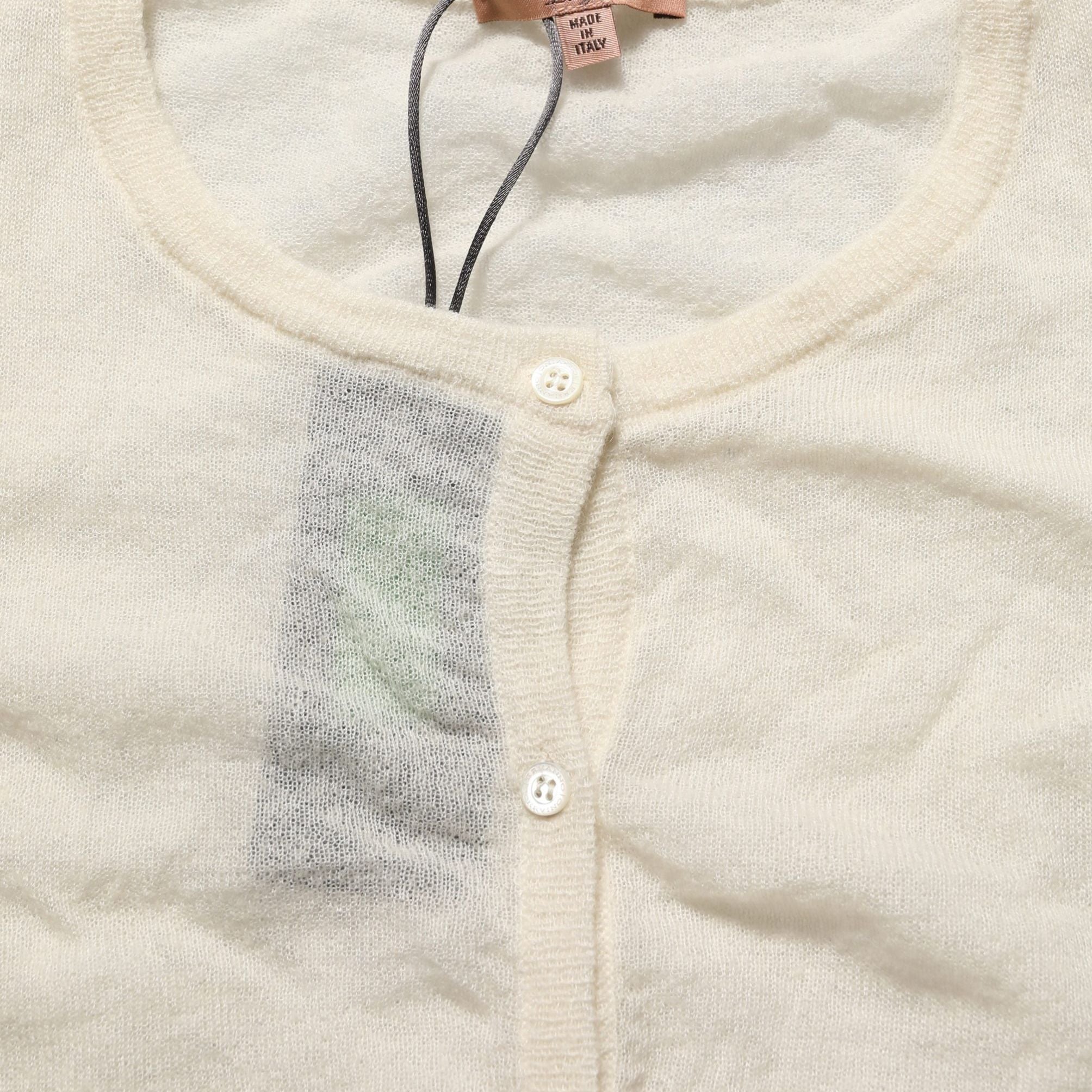 Ermanno Scervino White Knit Cropped Wool Cardigan Sweater