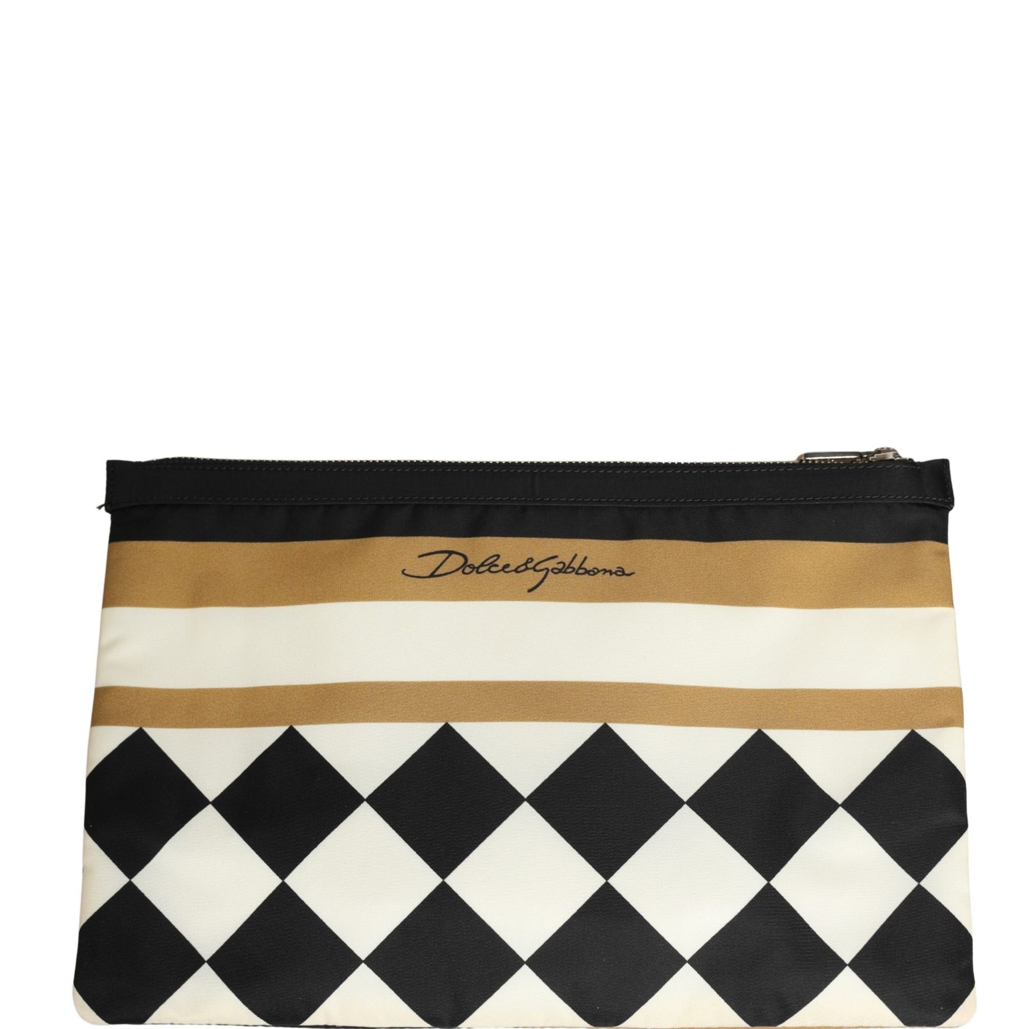 Dolce & Gabbana Multicolor Checkered Logo Print Nylon Clutch Borse Bag