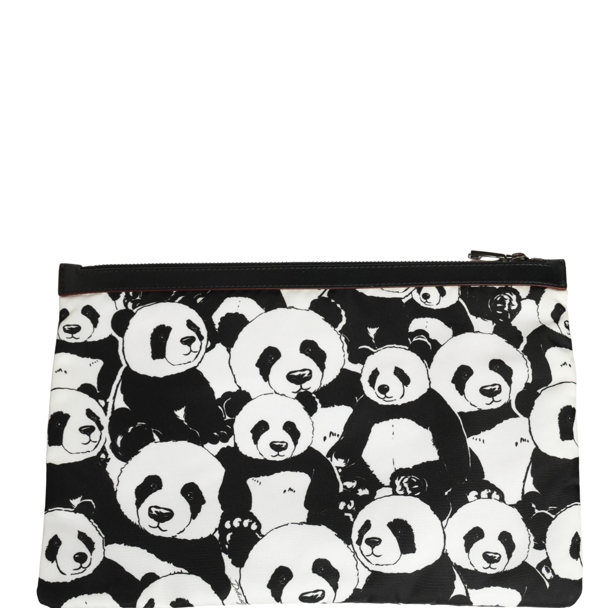 Dolce & Gabbana Black White Panda Print Nylon Clutch Men Pouch Borse Bag