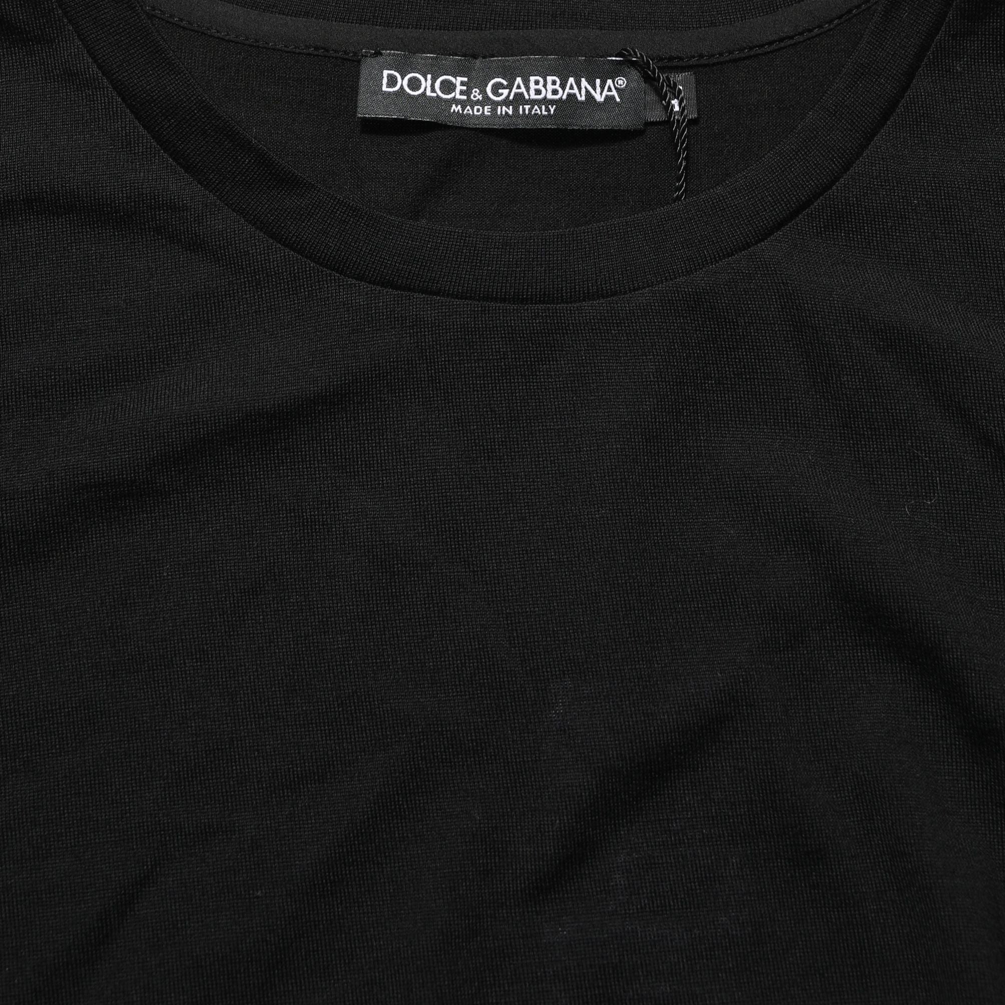 Dolce & Gabbana Black Wool Crew Neck Short Sleeves Men T-shirt
