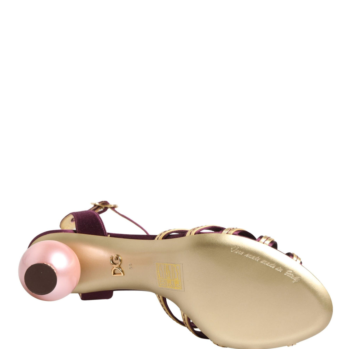 Dolce & Gabbana Purple Gold Keira Pearl Heels Sandals Shoes