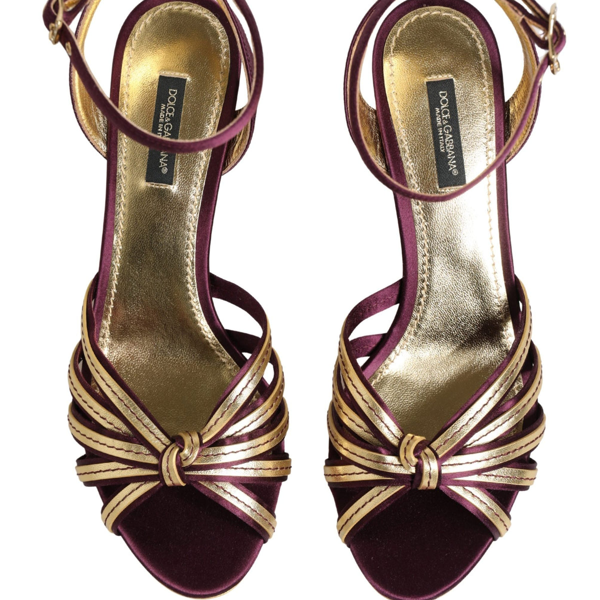 Dolce & Gabbana Purple Gold Keira Pearl Heels Sandals Shoes