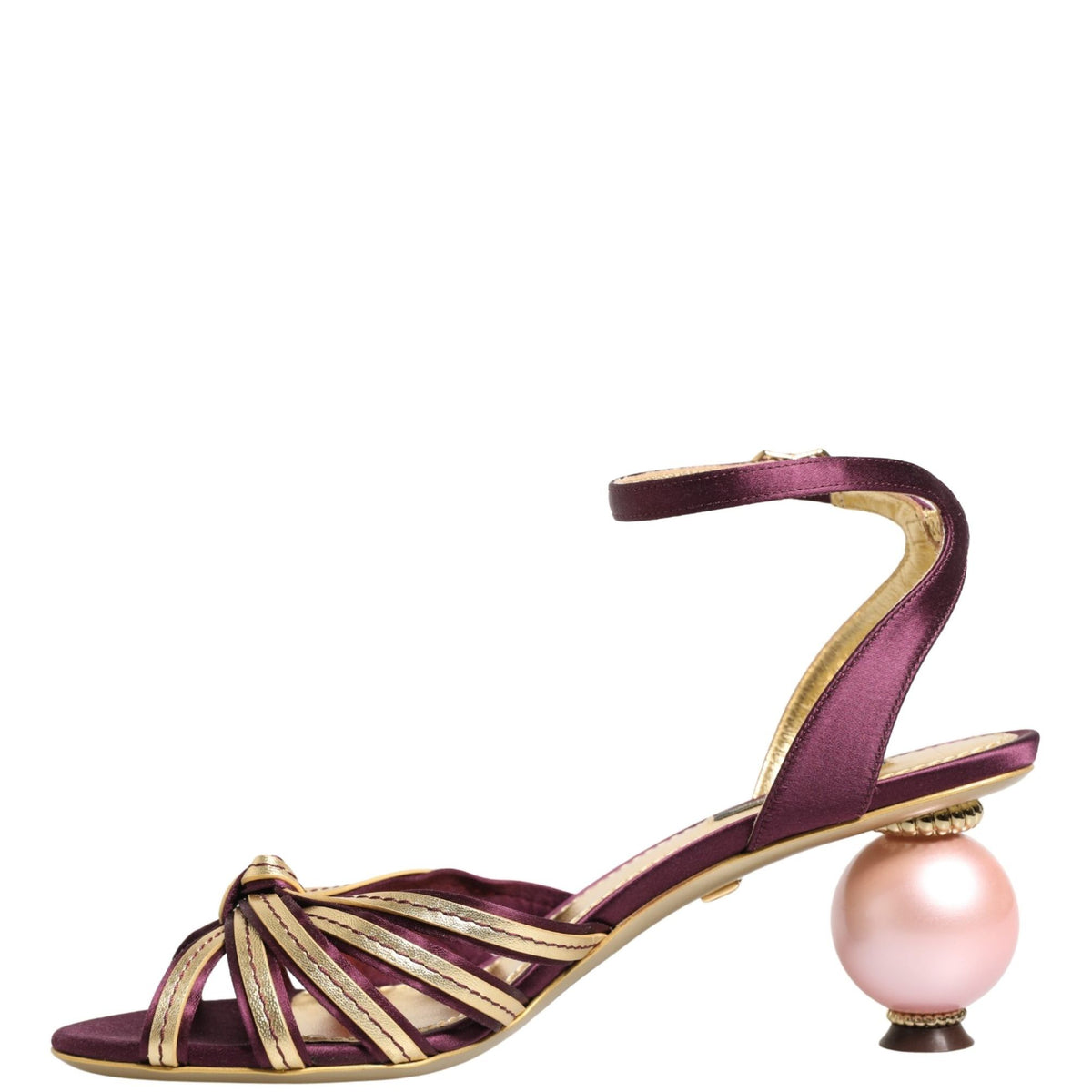 Dolce & Gabbana Purple Gold Keira Pearl Heels Sandals Shoes