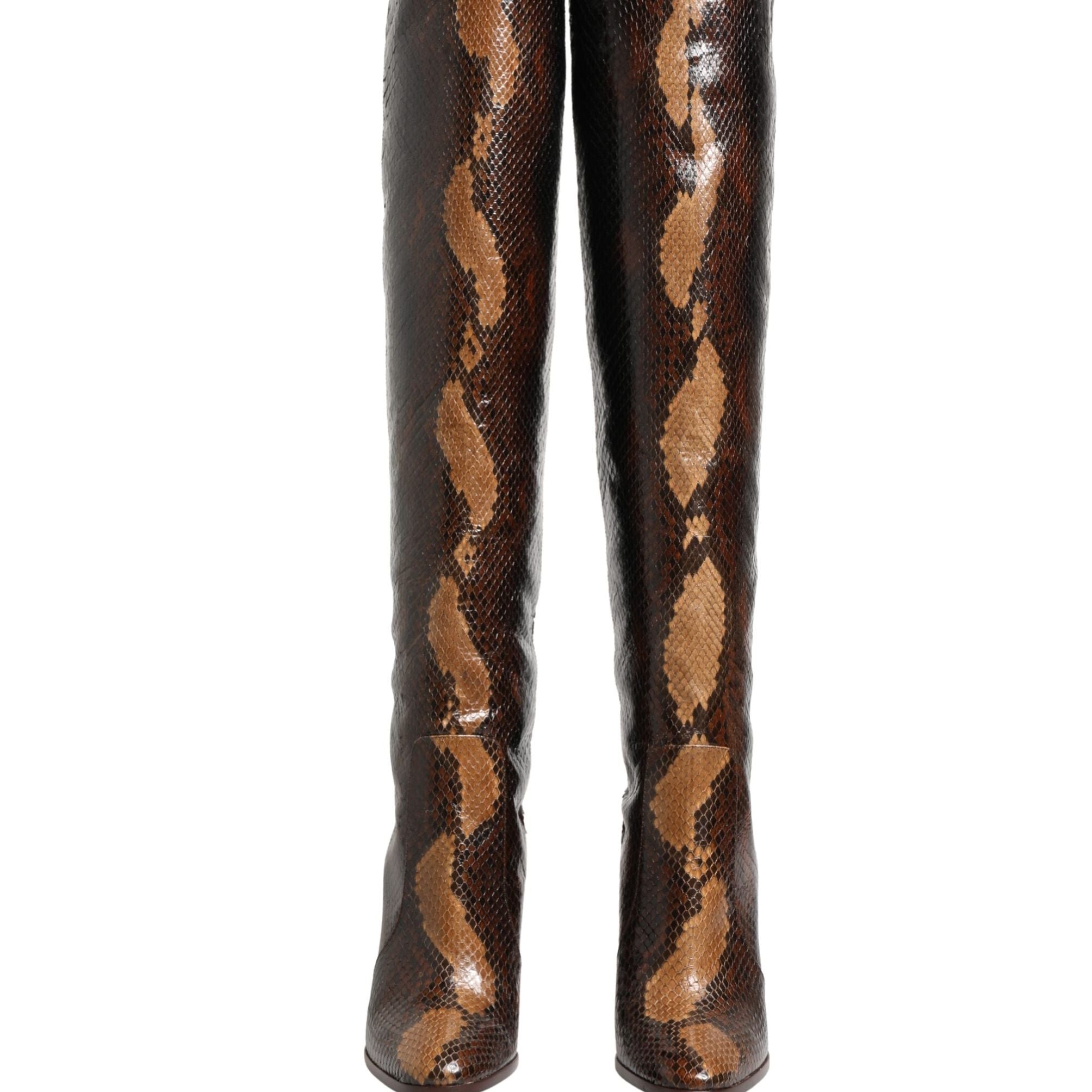 Dolce & Gabbana Brown Exotic Leather Knee High Boots Shoes