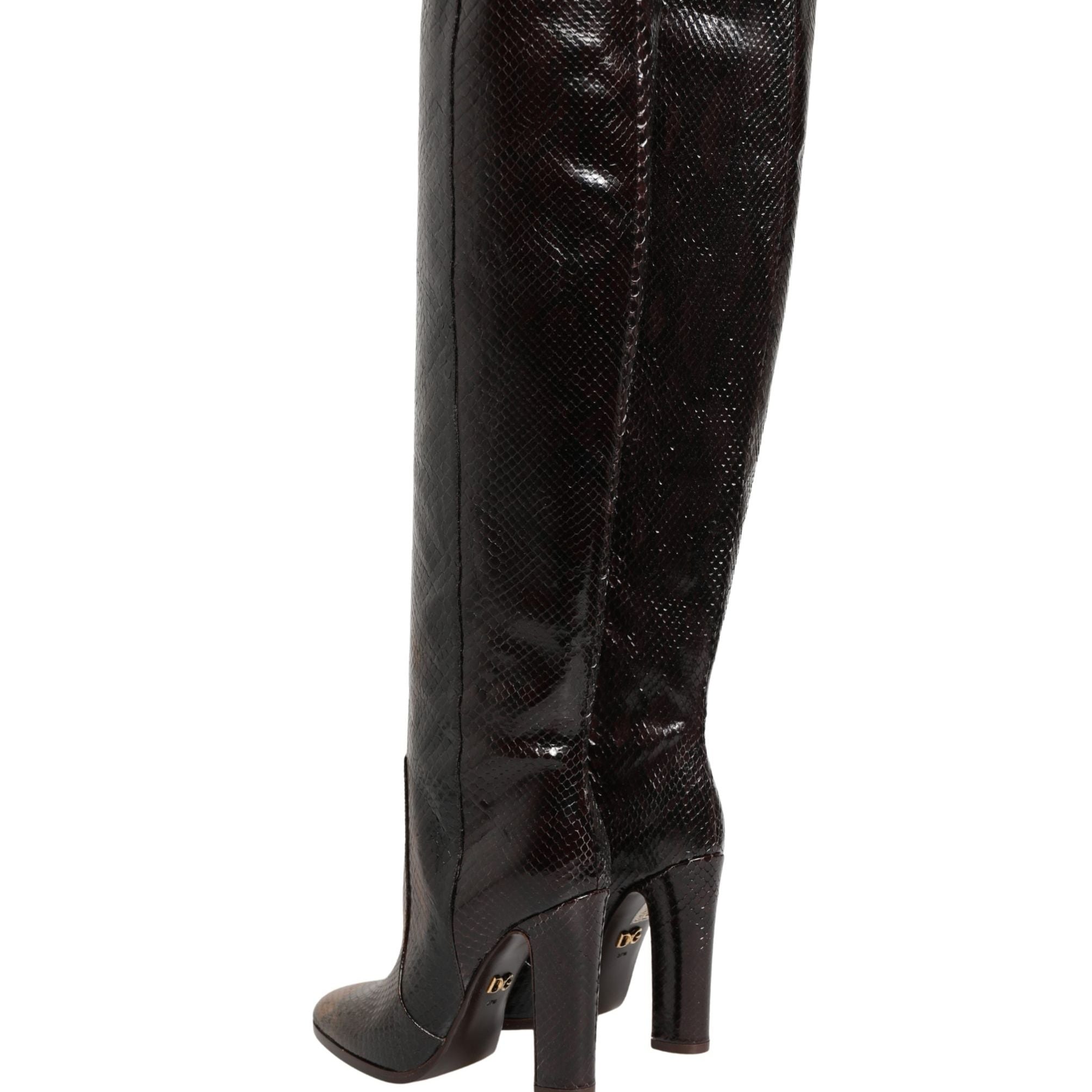 Dolce & Gabbana Brown Exotic Leather Knee High Boots Shoes