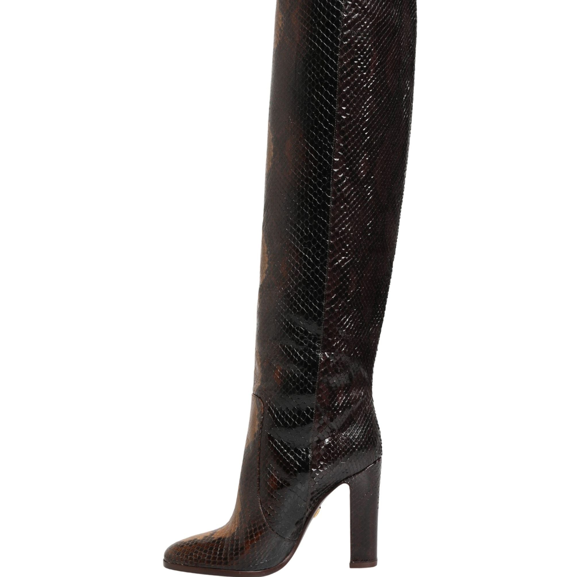 Dolce & Gabbana Brown Exotic Leather Knee High Boots Shoes