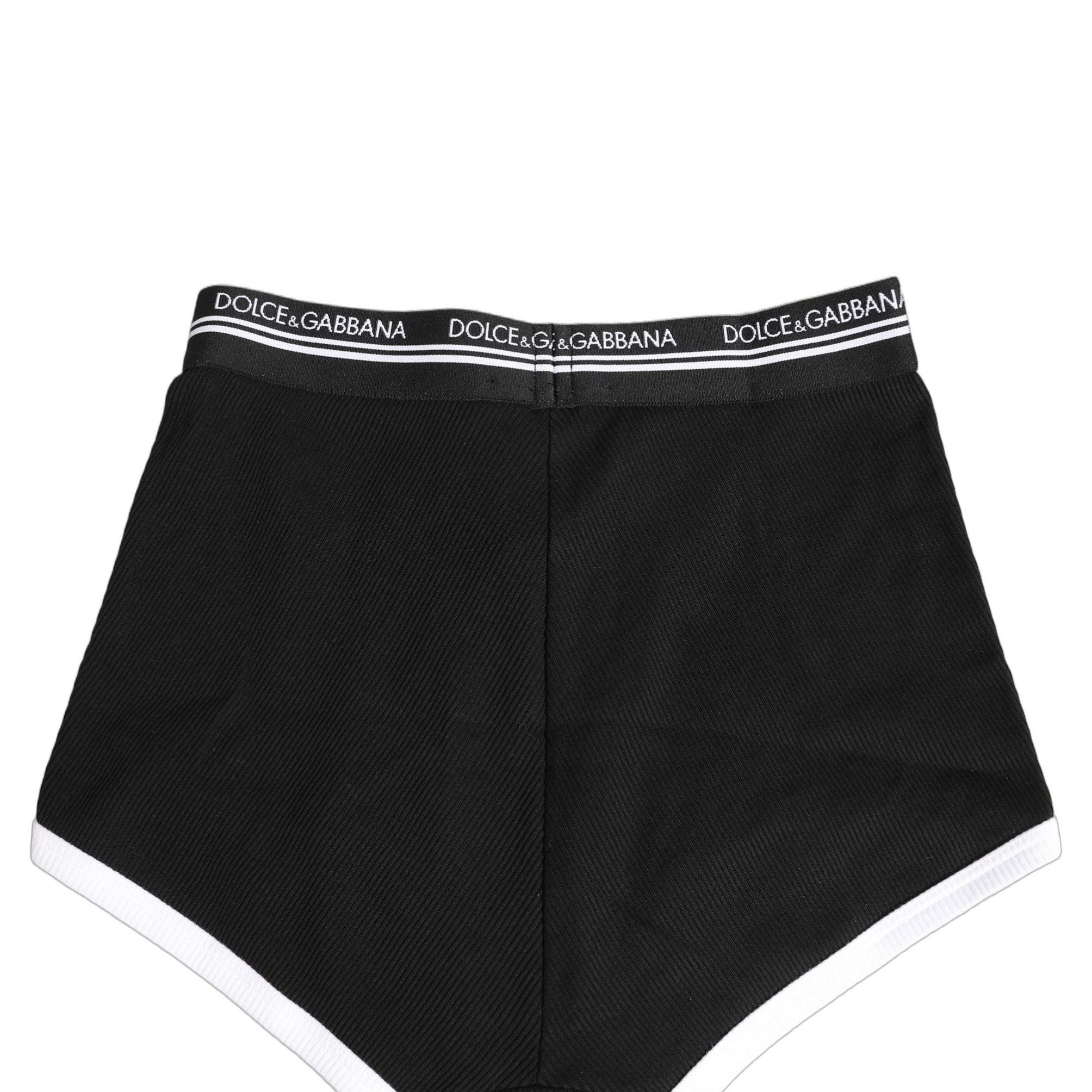 Dolce & Gabbana Black White Logo Waistband Coulotte Panty Underwear