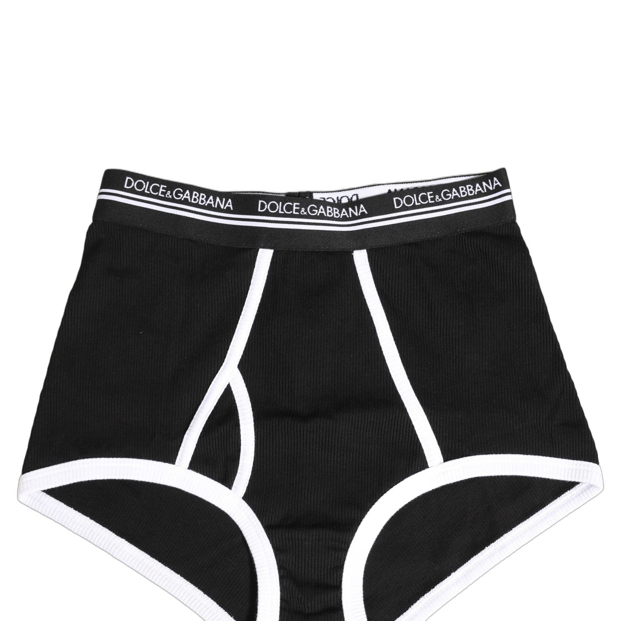 Dolce & Gabbana Black White Logo Waistband Coulotte Panty Underwear