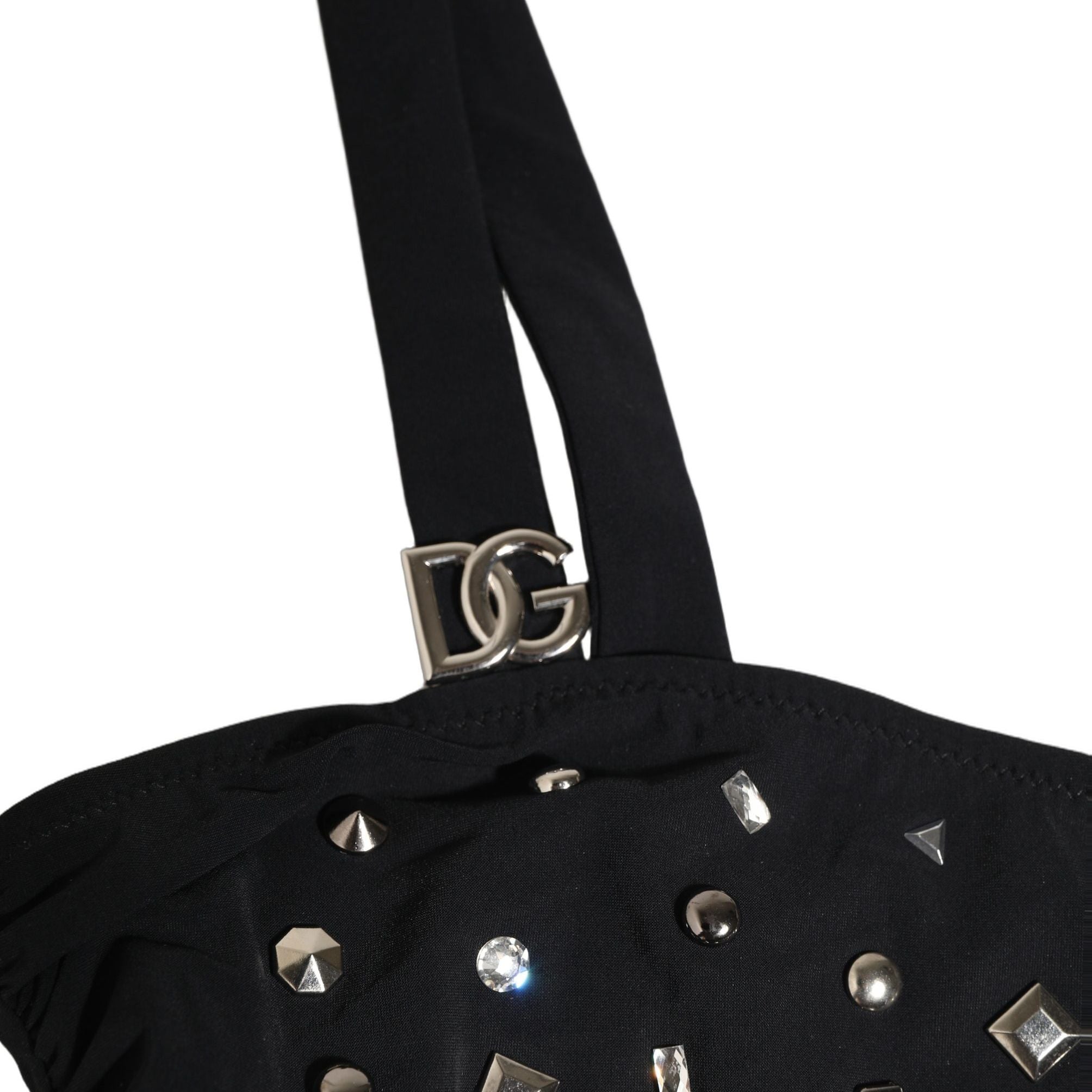 Dolce & Gabbana Black Embellished Cutout Bandeau One Piece Swimwear