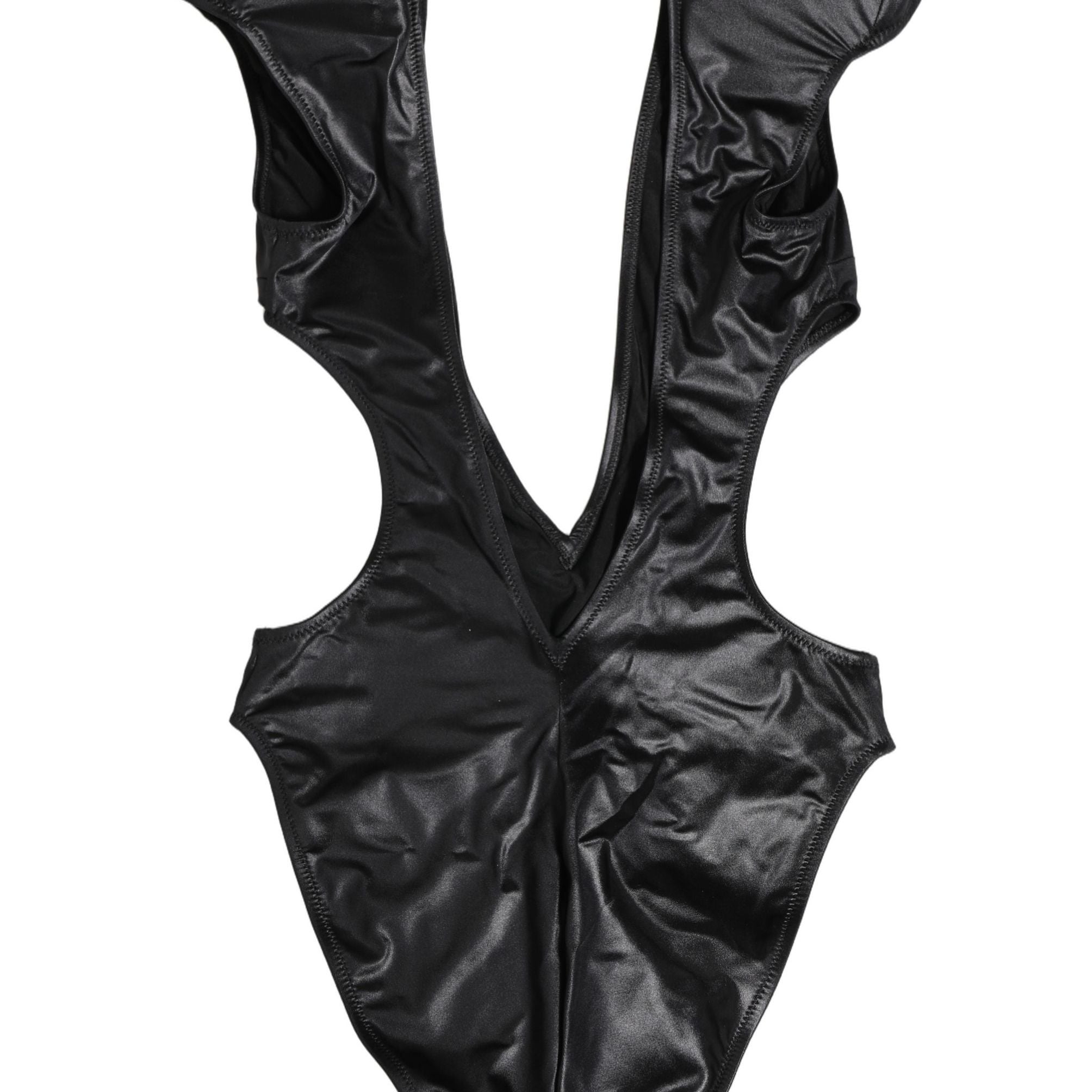 Dolce & Gabbana Black Deep V-Neck Cutout One Piece Swimwear