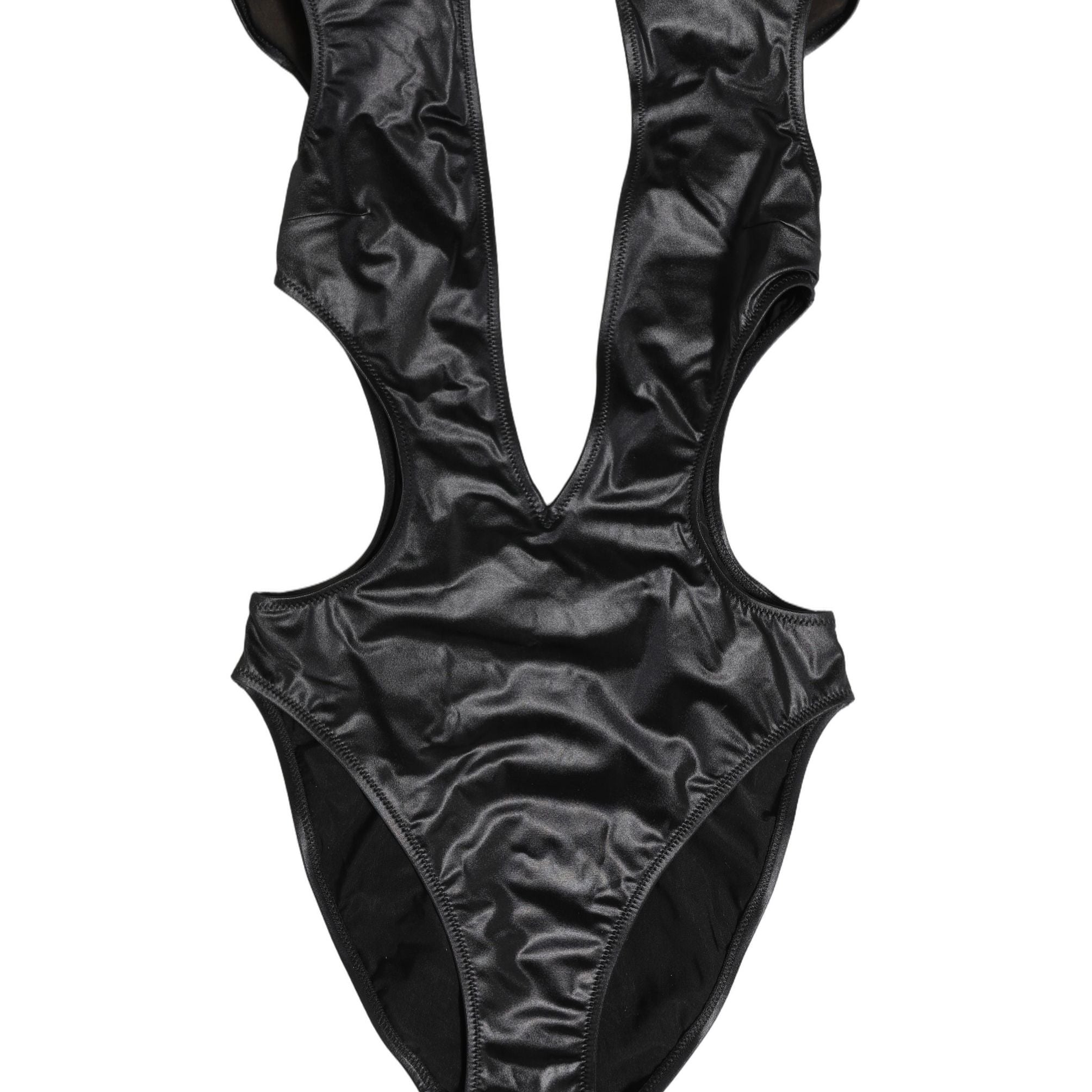 Dolce & Gabbana Black Deep V-Neck Cutout One Piece Swimwear