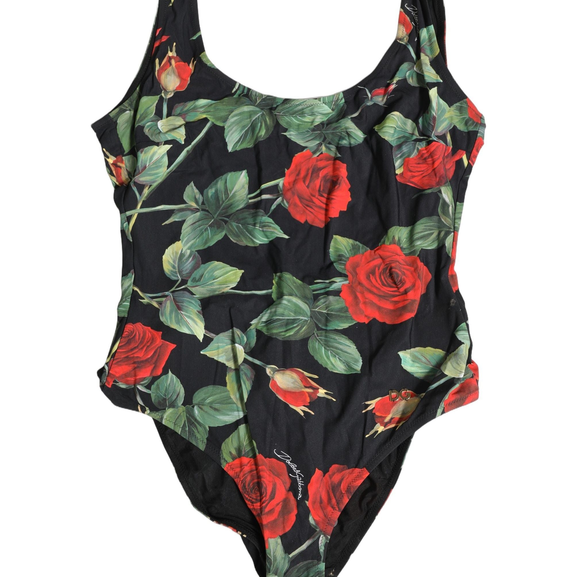 Dolce & Gabbana Black Floral Print One Piece Swimsuit Swimwear