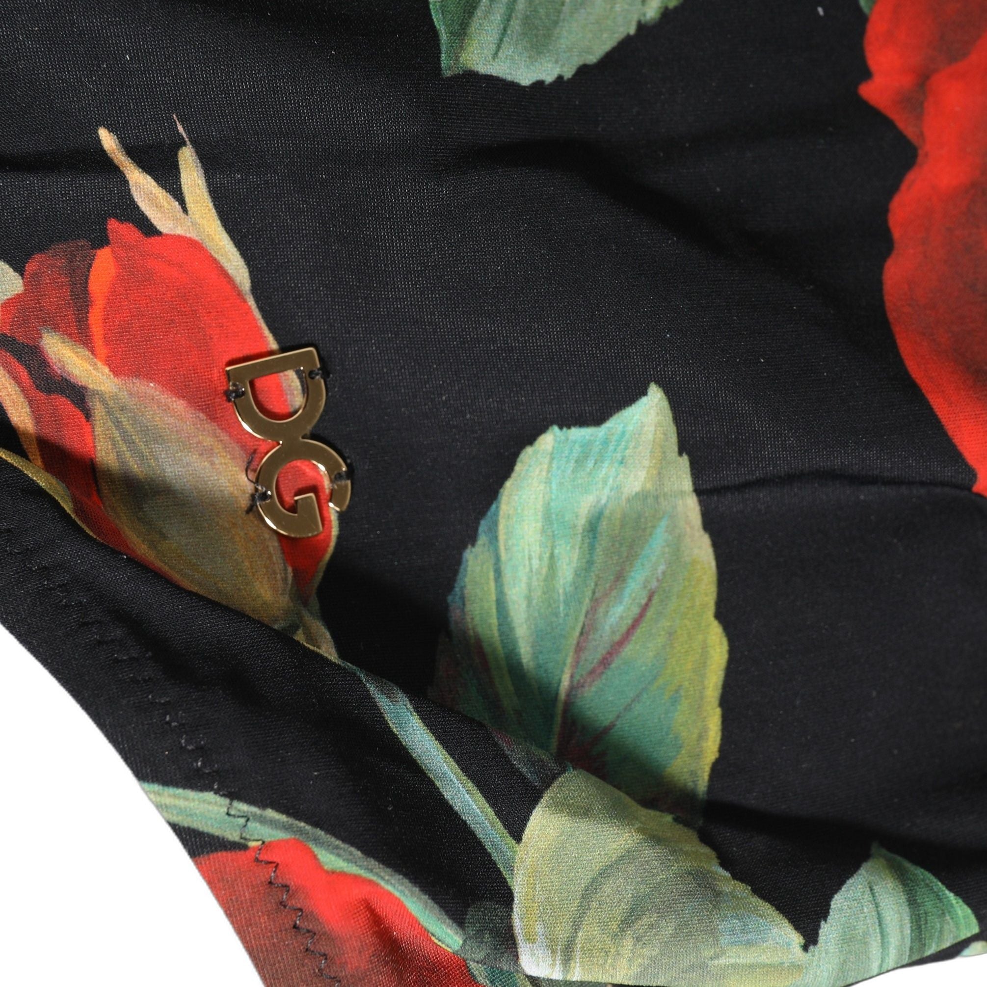 Dolce & Gabbana Black Floral Print One Piece Swimsuit Swimwear