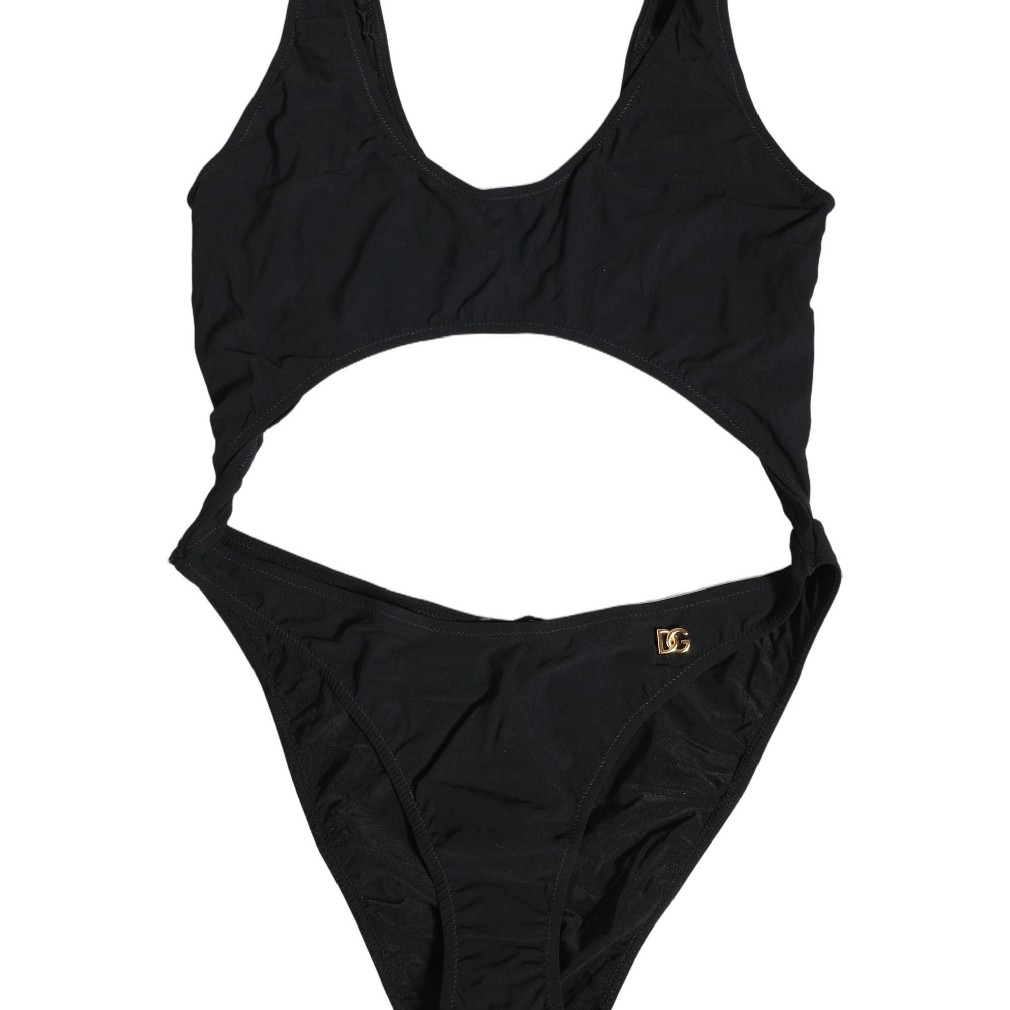Dolce & Gabbana Black Cutout Logo One Piece Swimsuit Swimwear