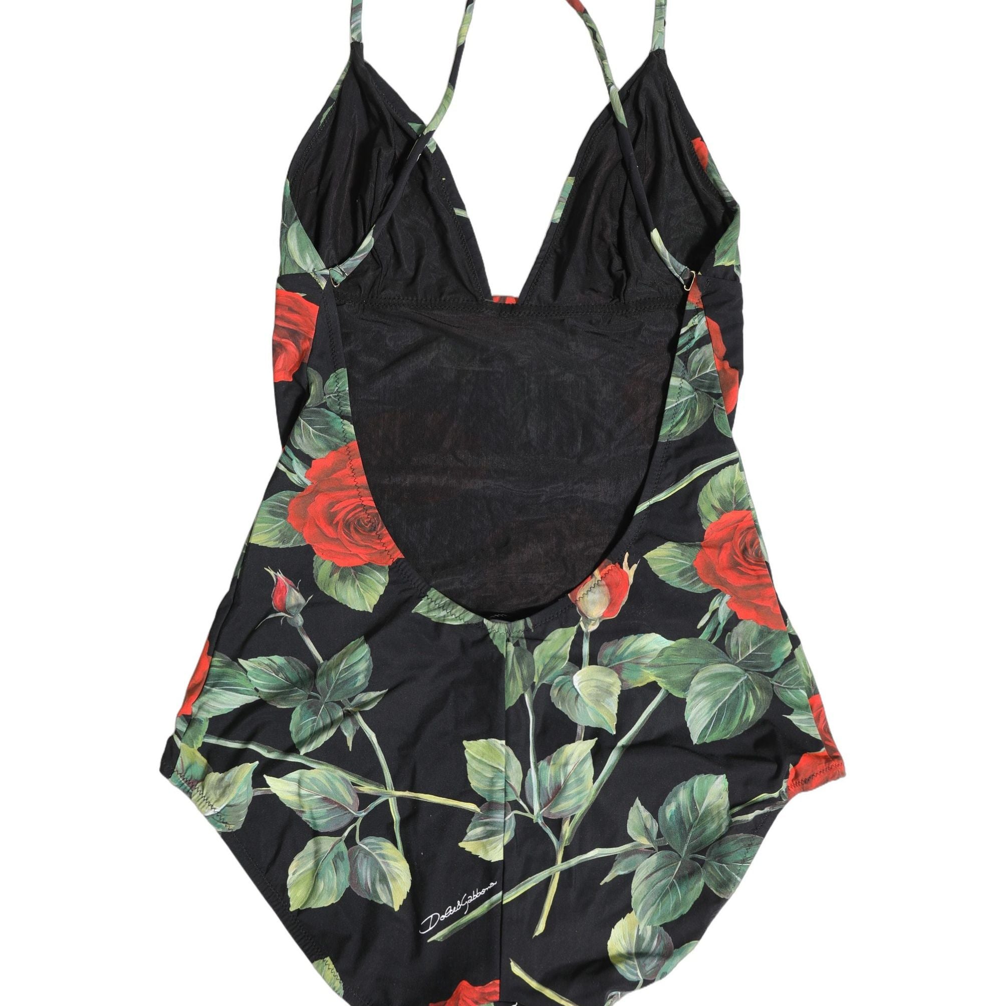 Dolce & Gabbana Black Floral Print One Piece Swimsuit Swimwear