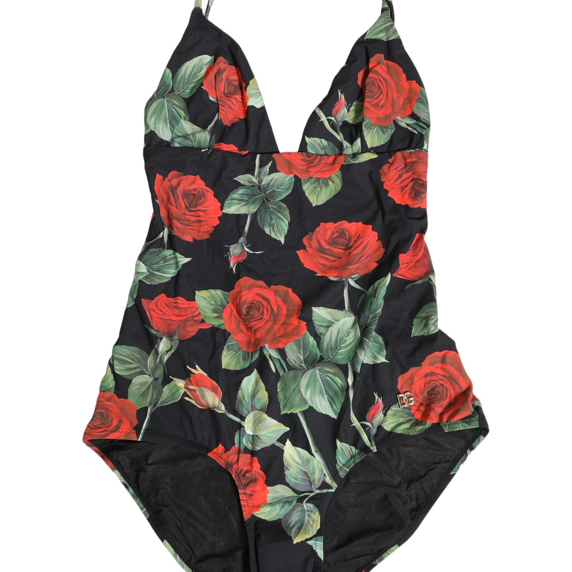 Dolce & Gabbana Black Floral Print One Piece Swimsuit Swimwear
