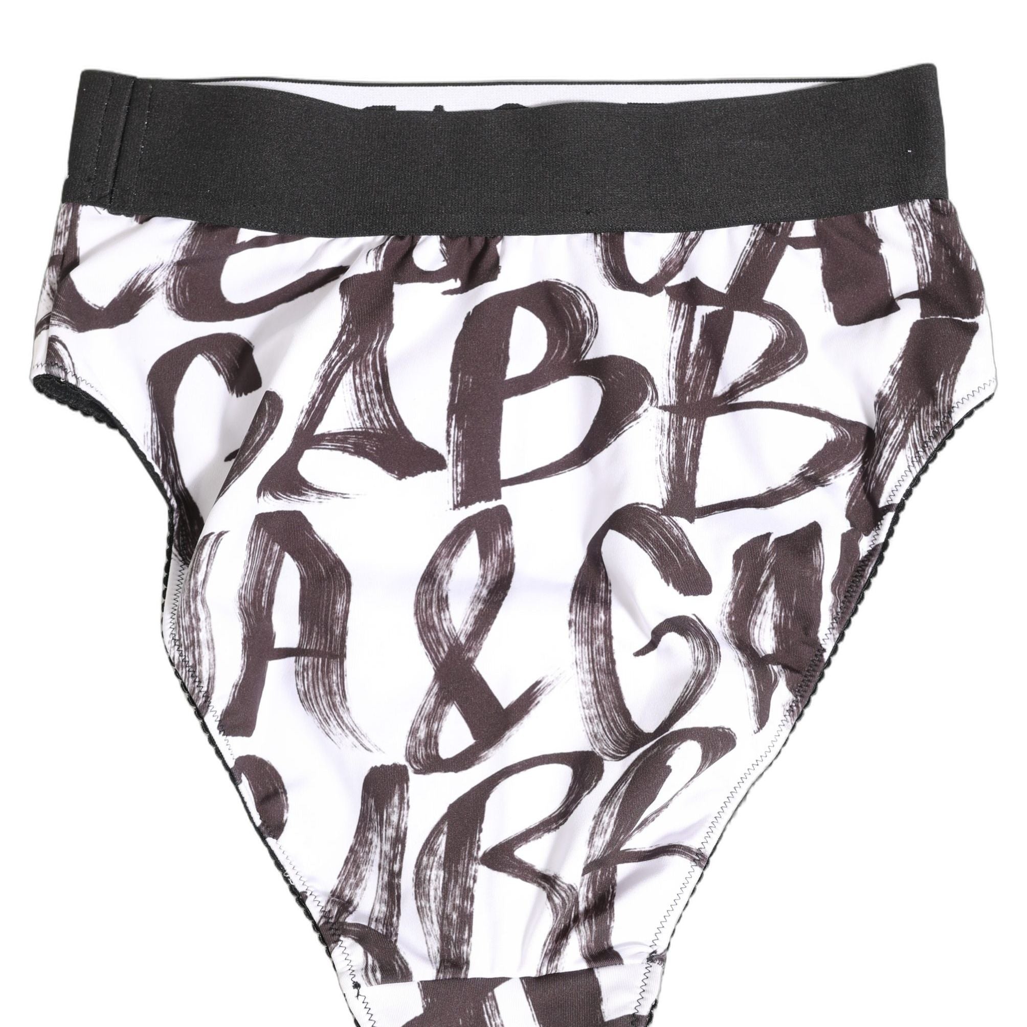 Dolce & Gabbana White Black Graphic Logo High Brief Underwear