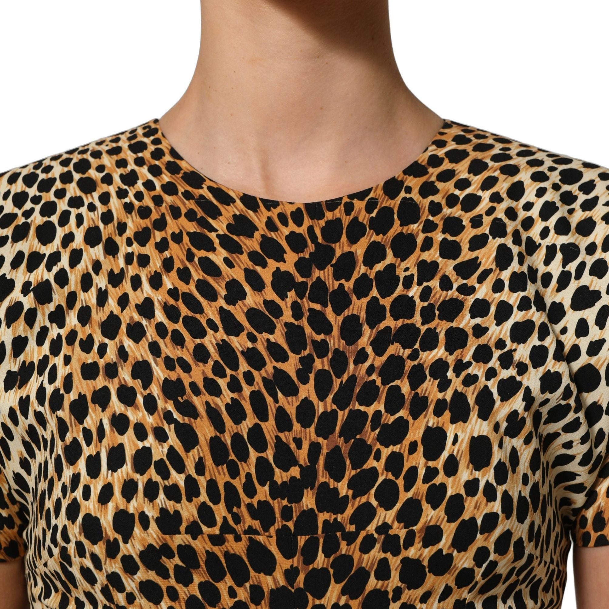 Dolce & Gabbana Brown Leopard Print Silk Sheath Midi Dress
