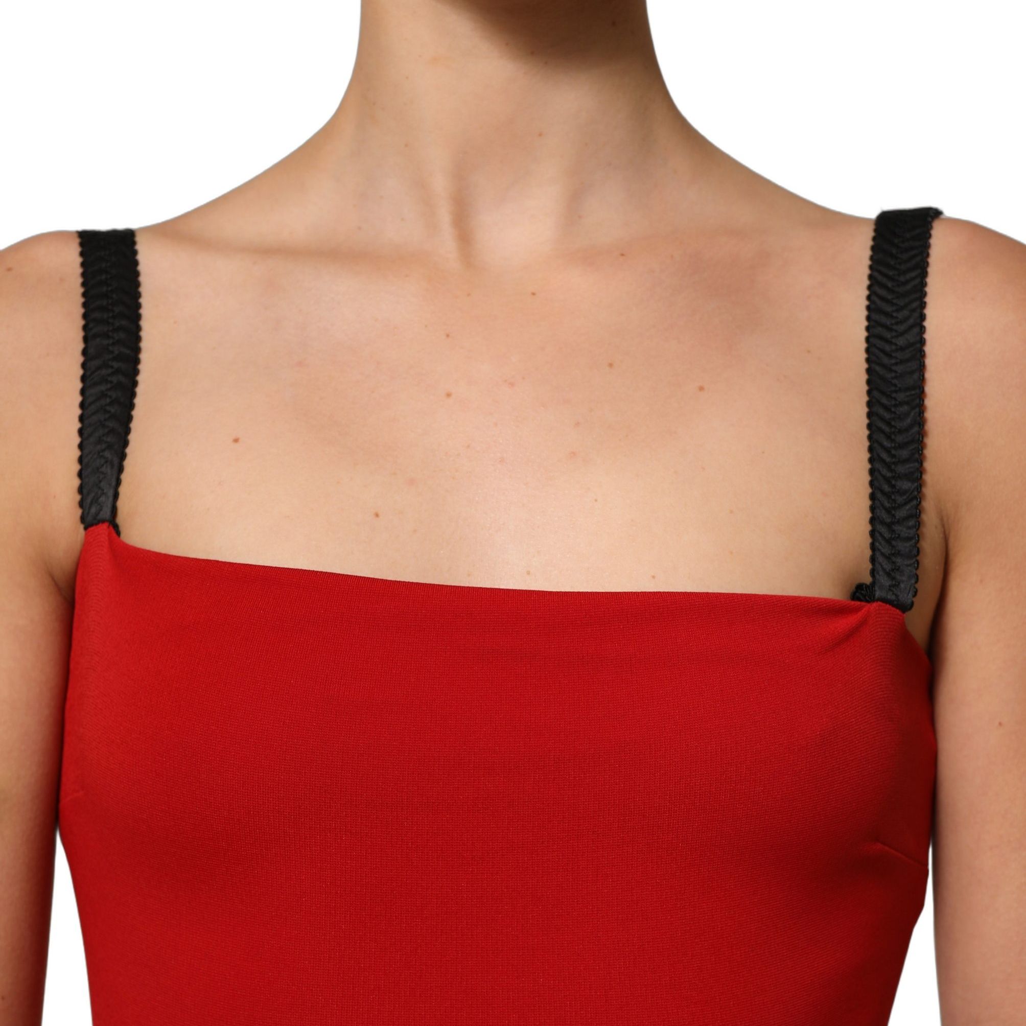 Dolce & Gabbana Red Stretch Bodycon Sheath Knee Length Dress