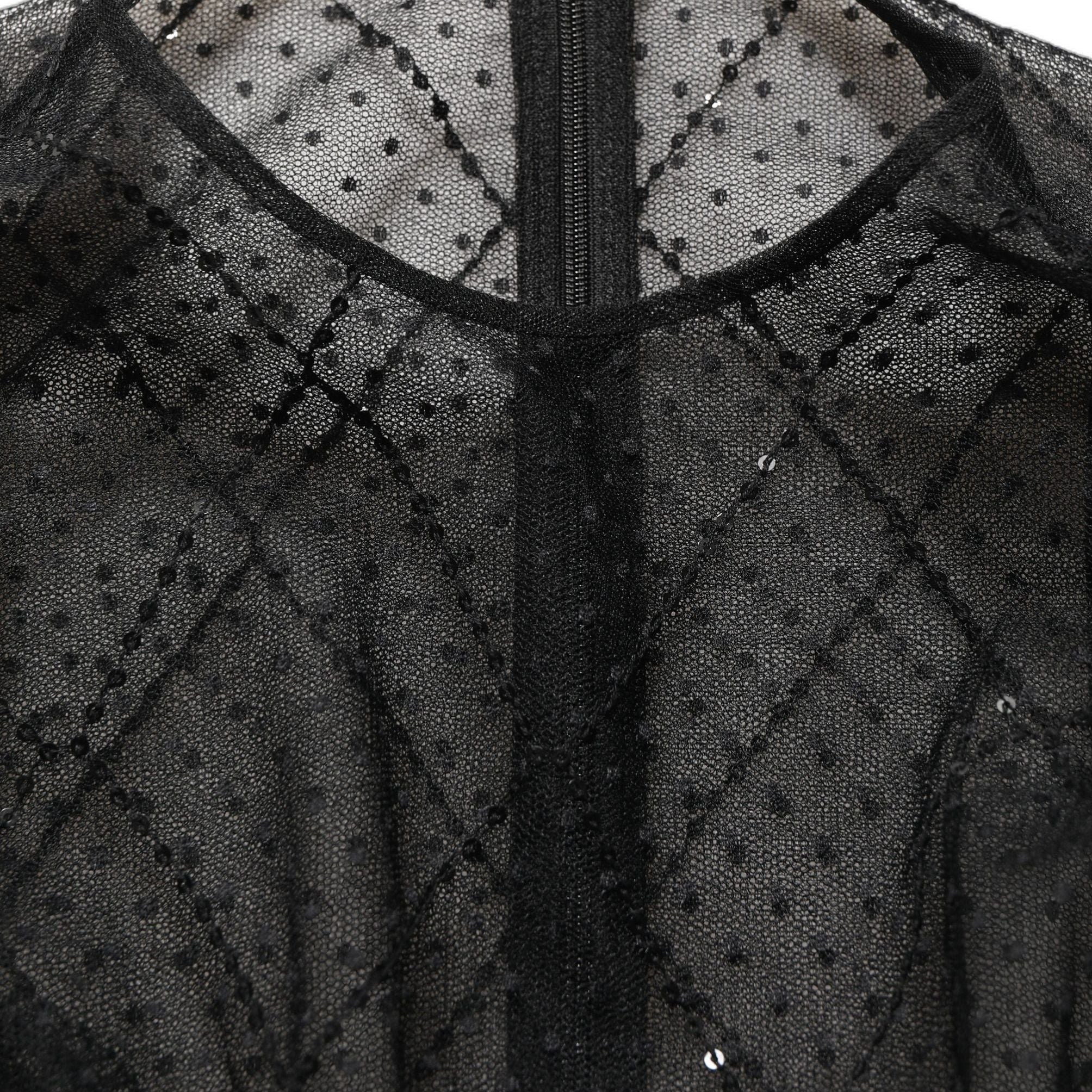 Dolce & Gabbana Black Mesh Lace Long Sleeved Maxi Gown Dress