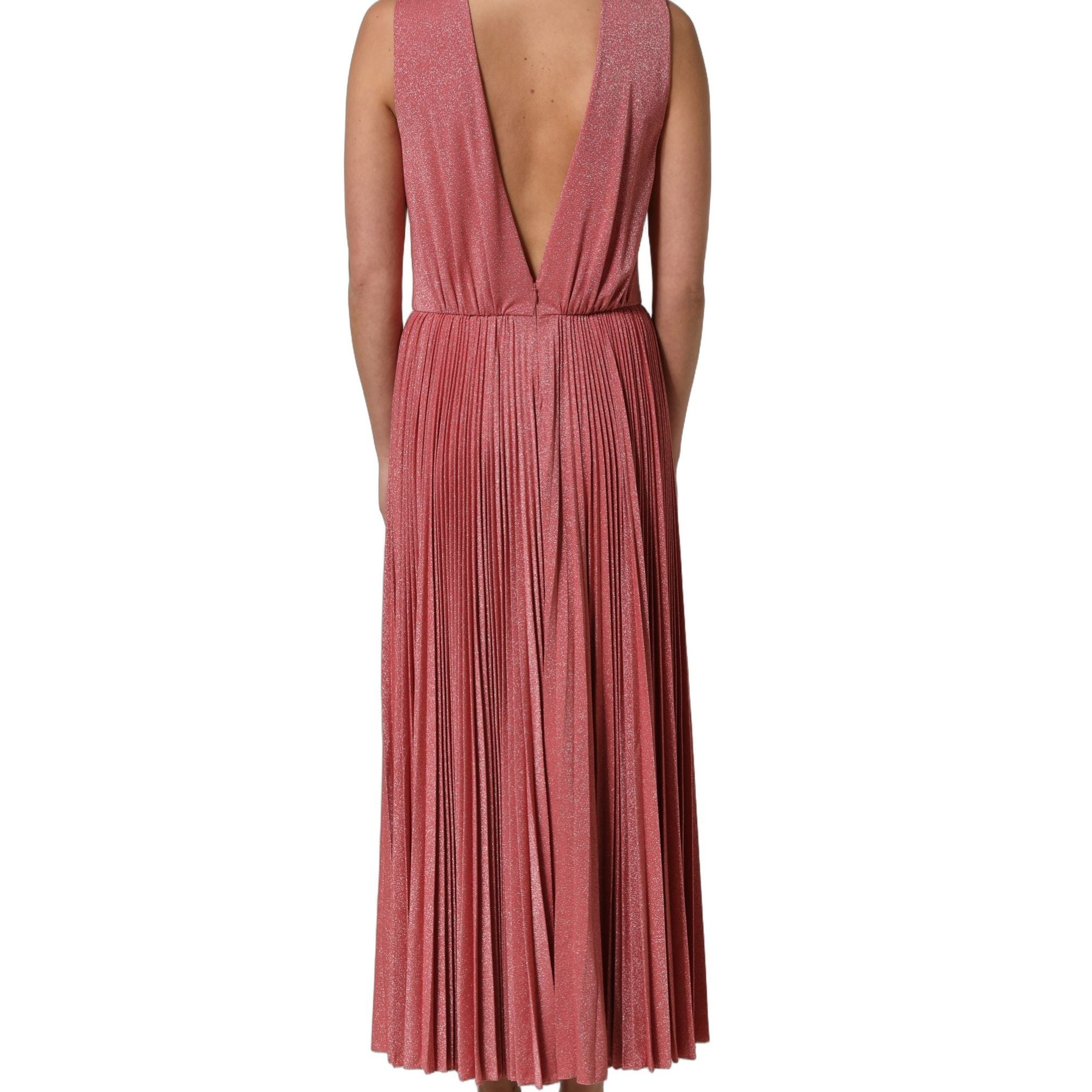 Dolce & Gabbana Coral Pink Pleated Sleeveless Max Dress