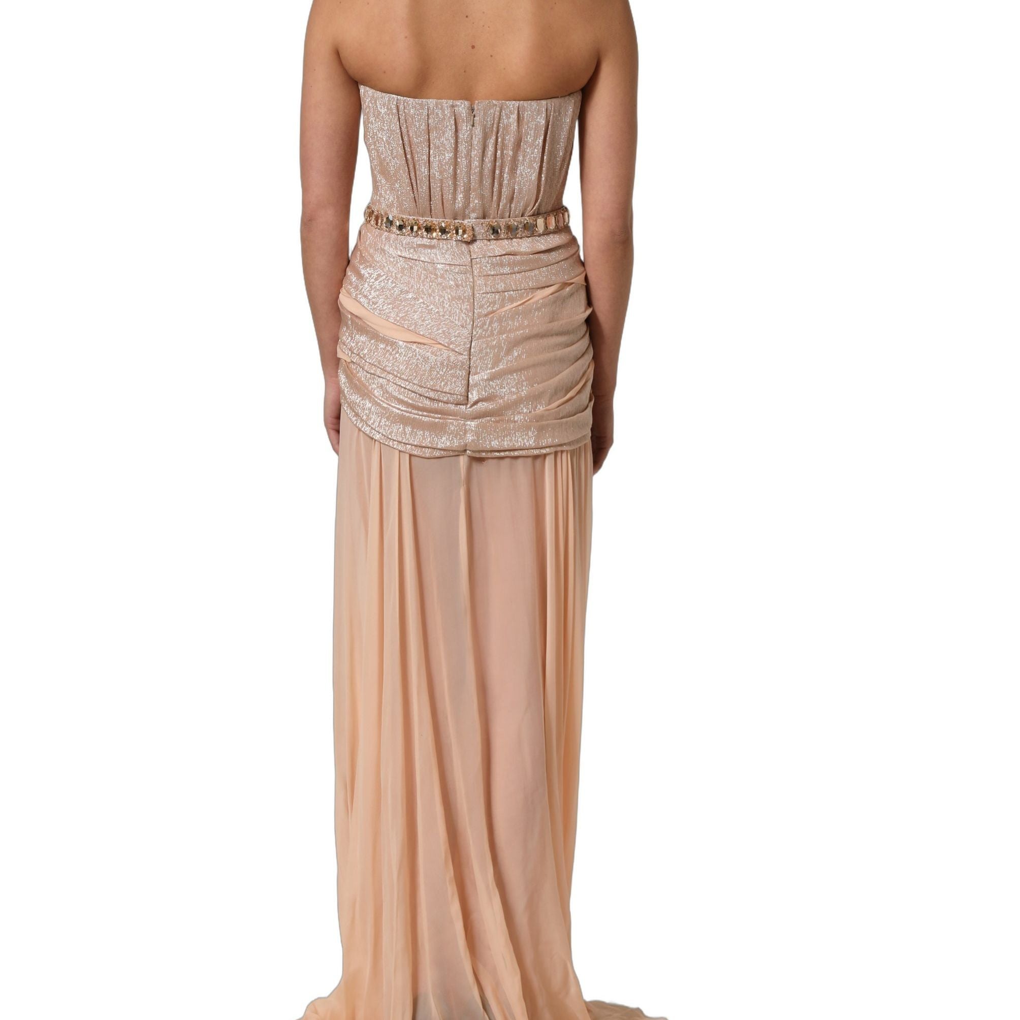 Dolce & Gabbana Nude Embellished Strapless Evening Gown Dress